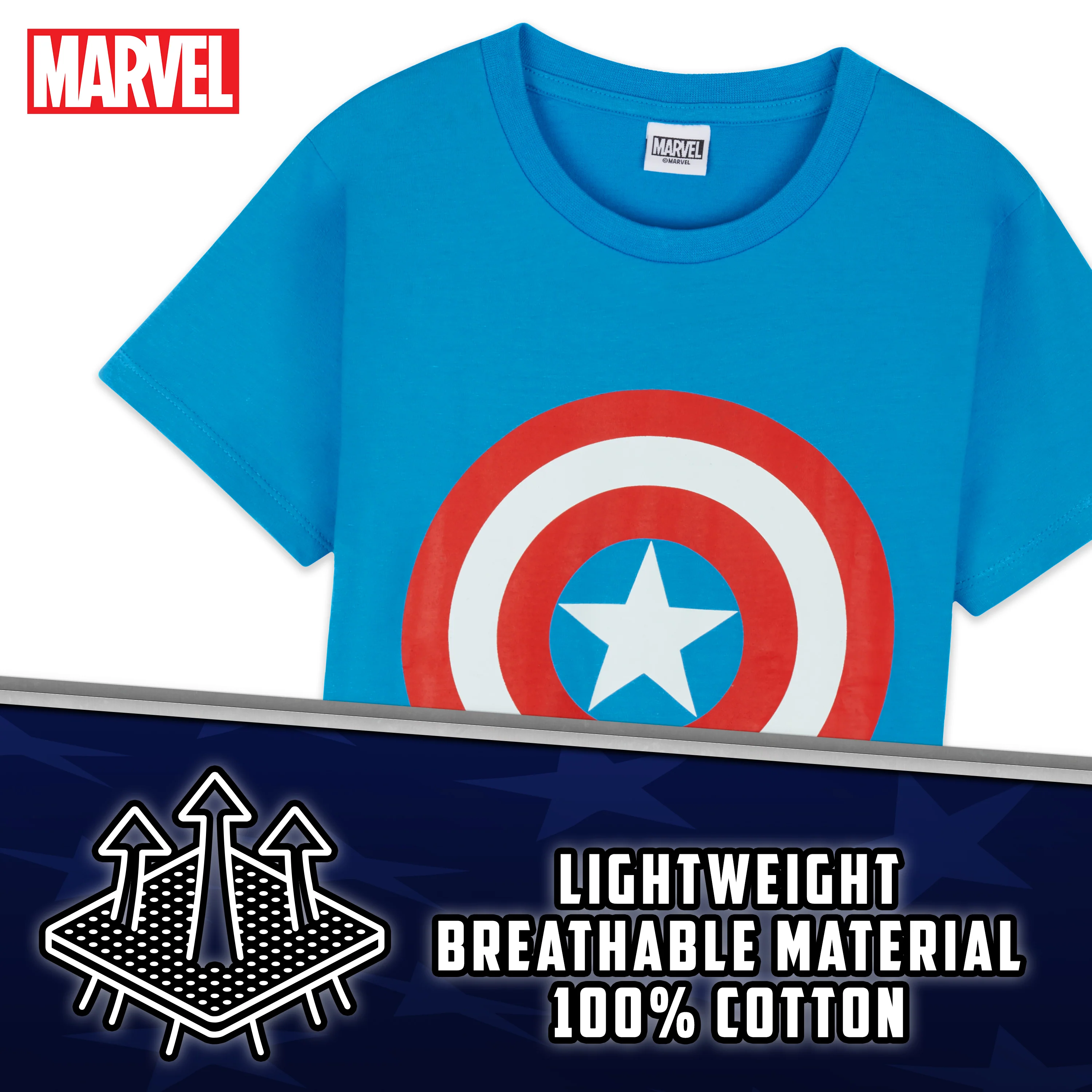 Marvel CAPTAIN AMERICA Boys Pyjamas, Avengers Superhero Kids Short PJs - Image 3
