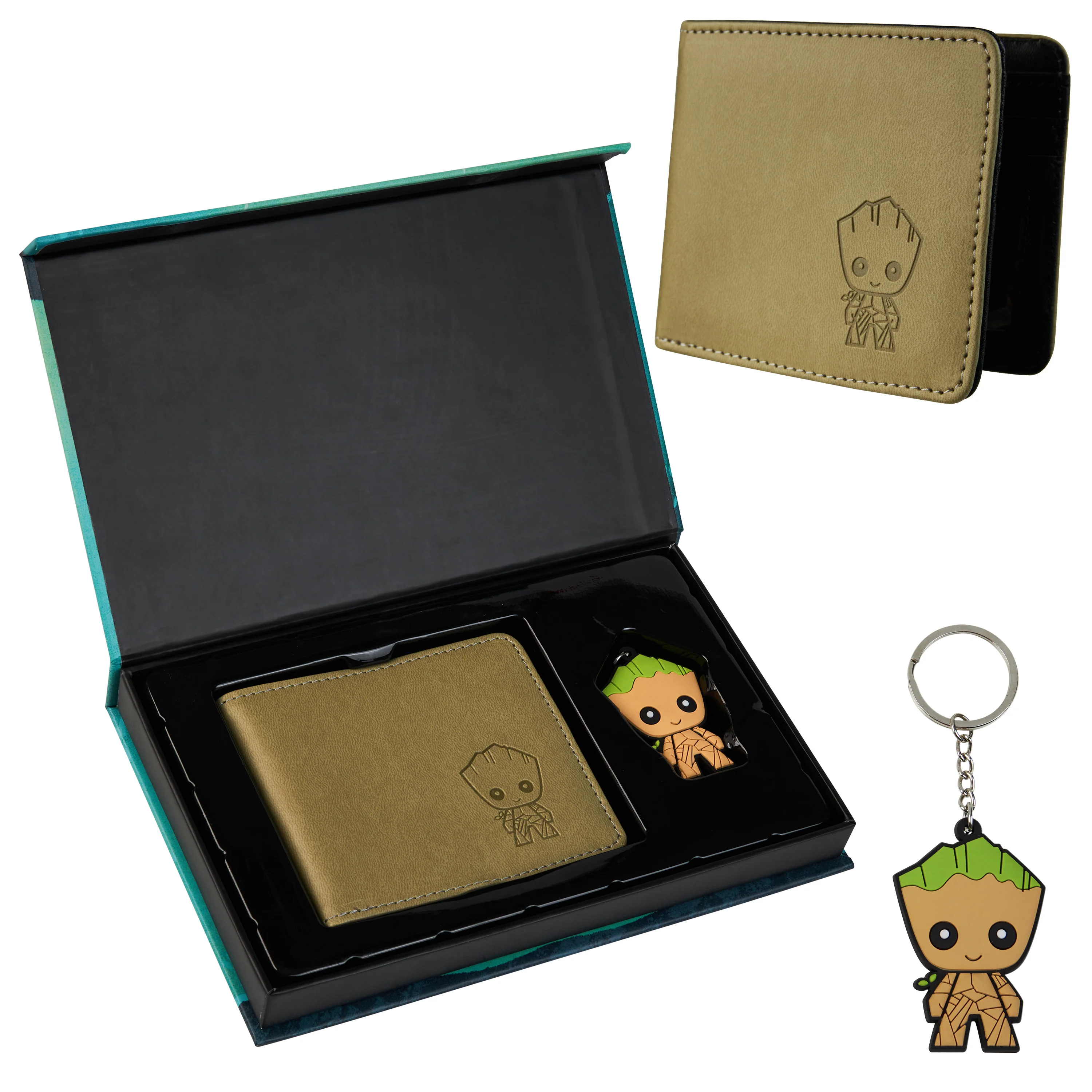 Marvel Card Wallet and Keyring Set for Men - Beige Groot - Image 2