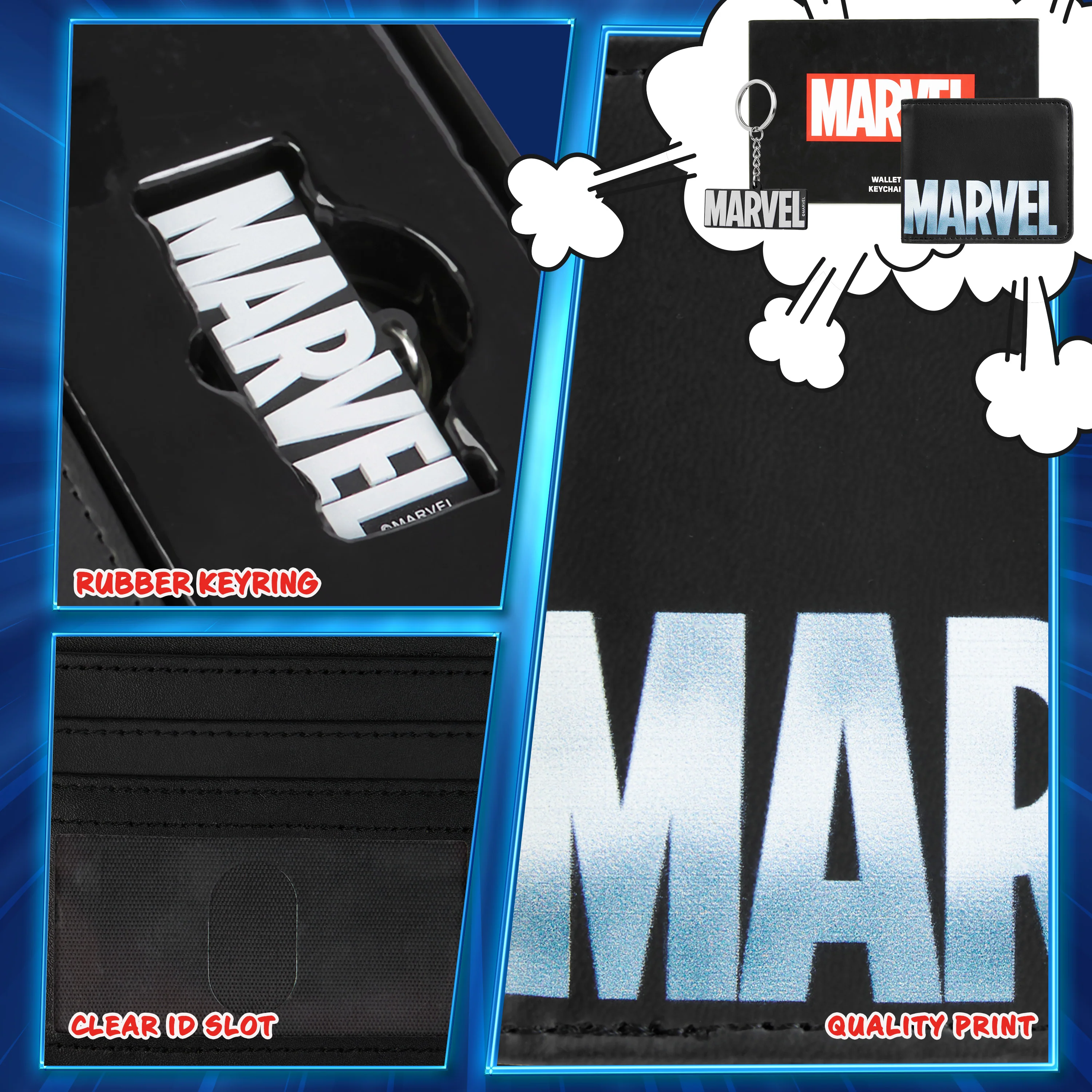 Marvel Card Wallet and Keyring Set for Men - Black Marvel - Image 5