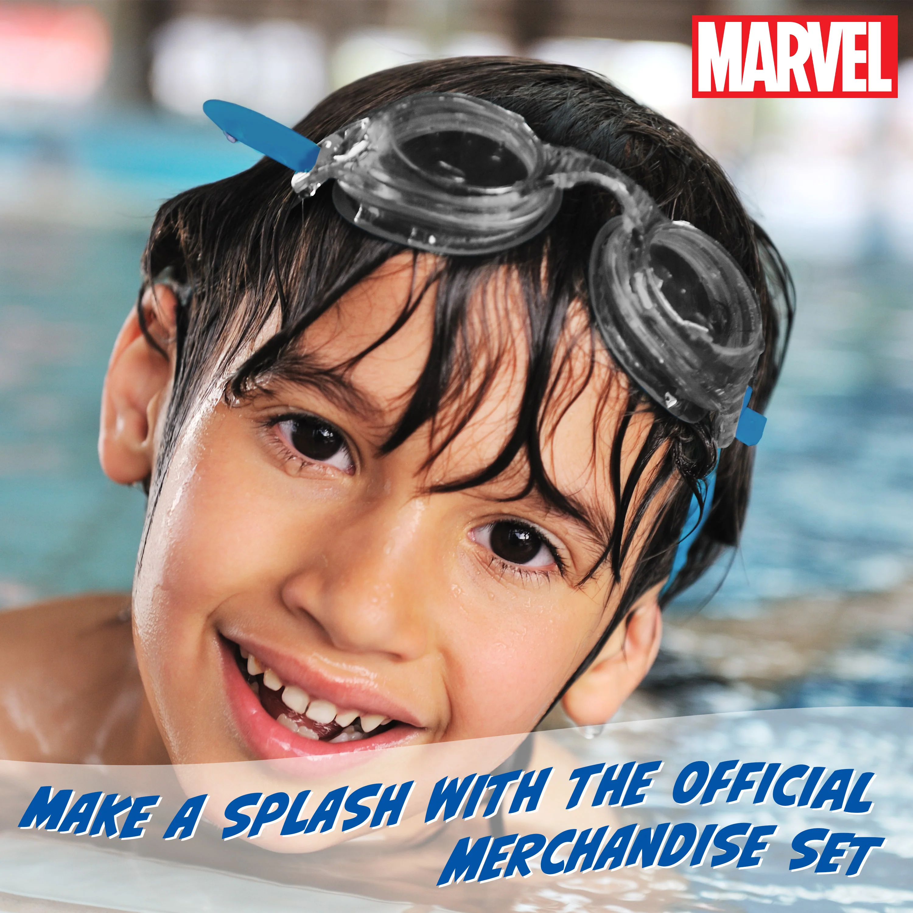 Marvel Children's Swimming Goggles and Swimming Cap Set Anti-Fog UV Protection - Blue Avengers - Image 3