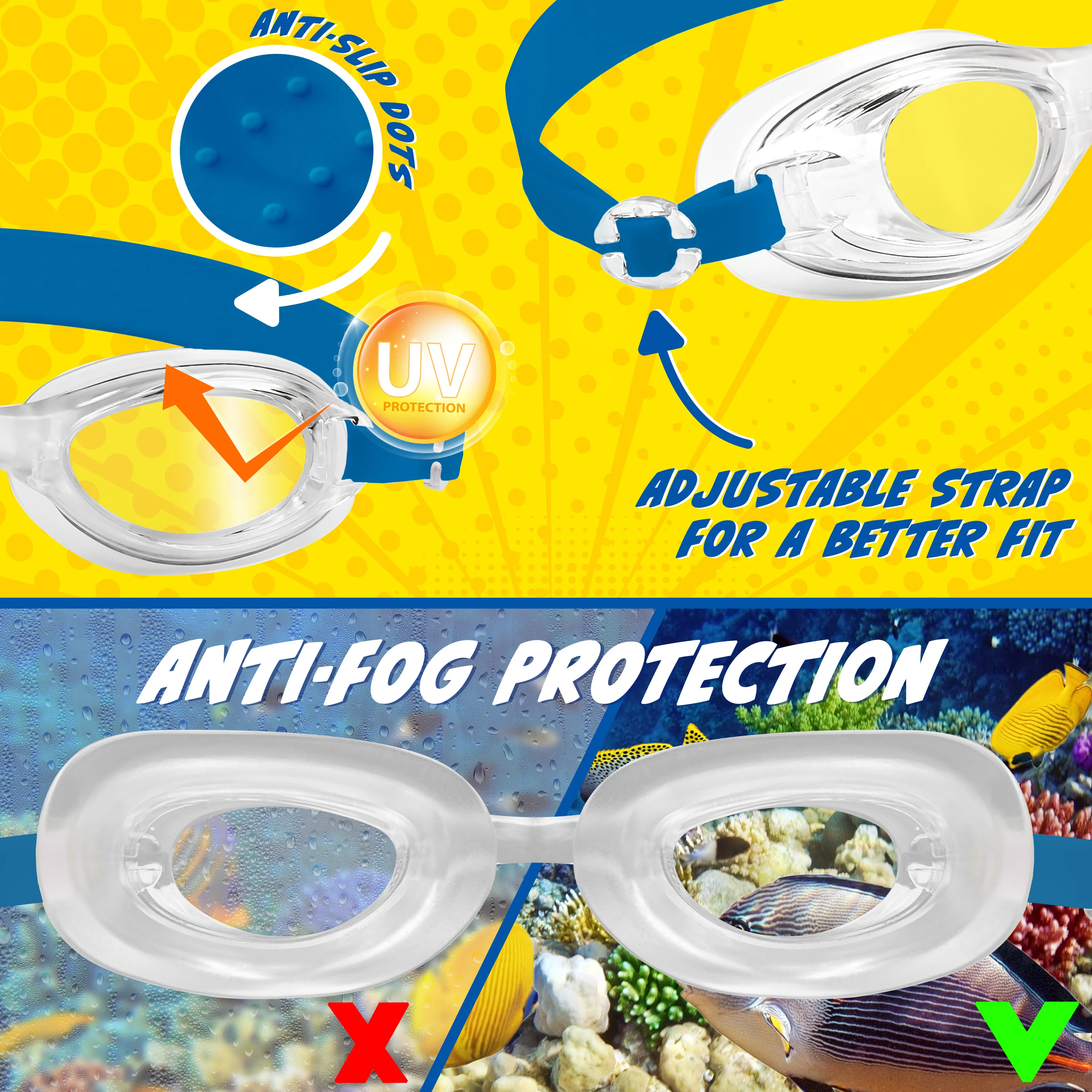 Marvel Children's Swimming Goggles and Swimming Cap Set Anti-Fog UV Protection - Blue Avengers - Image 5