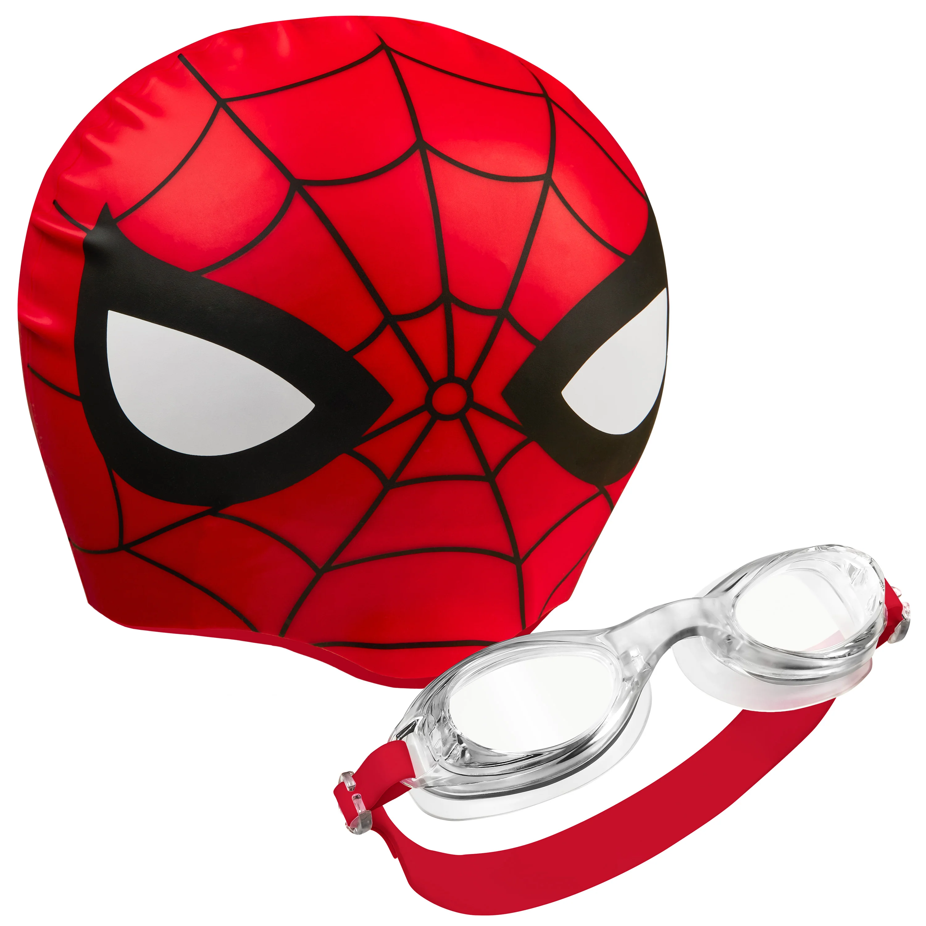 Marvel Children's Swimming Goggles and Swimming Cap Set Anti-Fog UV Protection - Red Spiderman