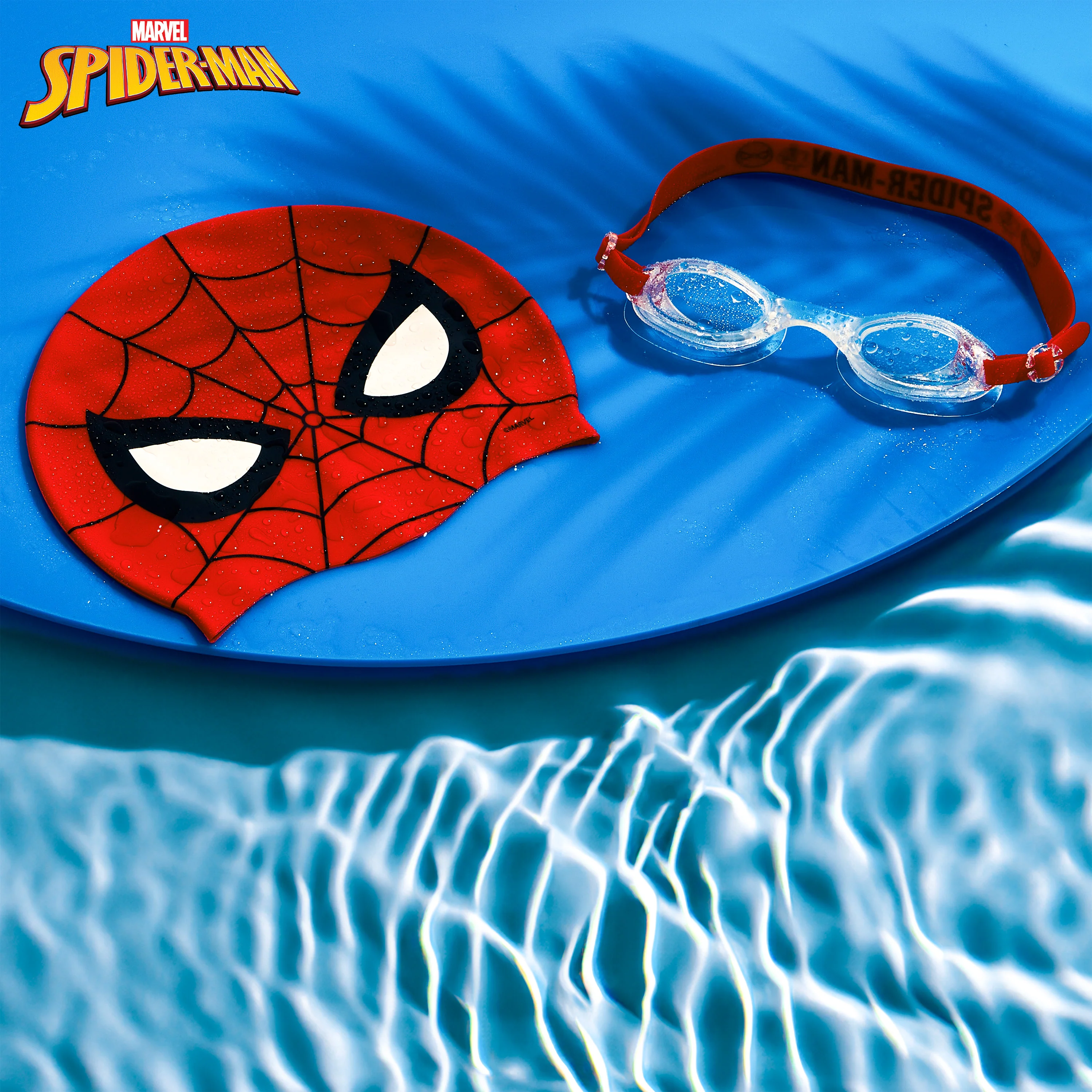 Marvel Children's Swimming Goggles and Swimming Cap Set Anti-Fog UV Protection - Red Spiderman - Image 2