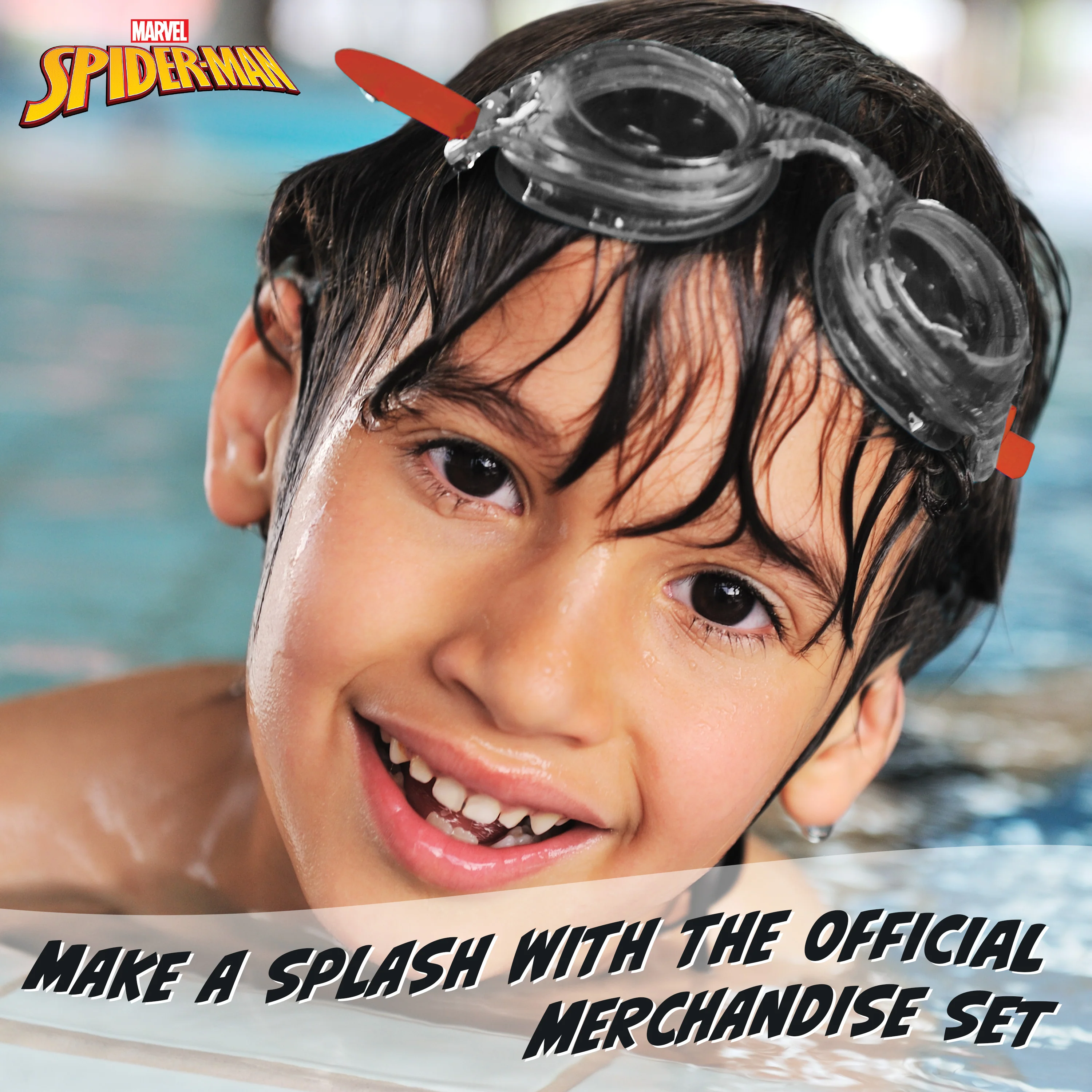 Marvel Children's Swimming Goggles and Swimming Cap Set Anti-Fog UV Protection - Red Spiderman - Image 3