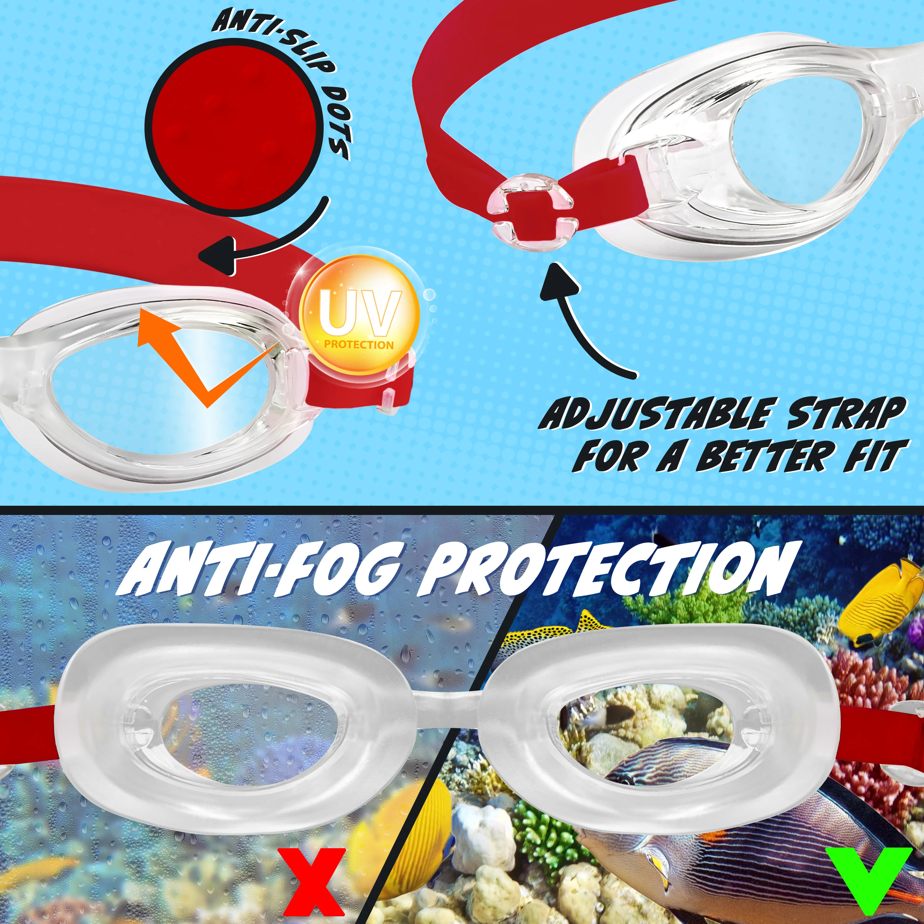 Marvel Children's Swimming Goggles and Swimming Cap Set Anti-Fog UV Protection - Red Spiderman - Image 5