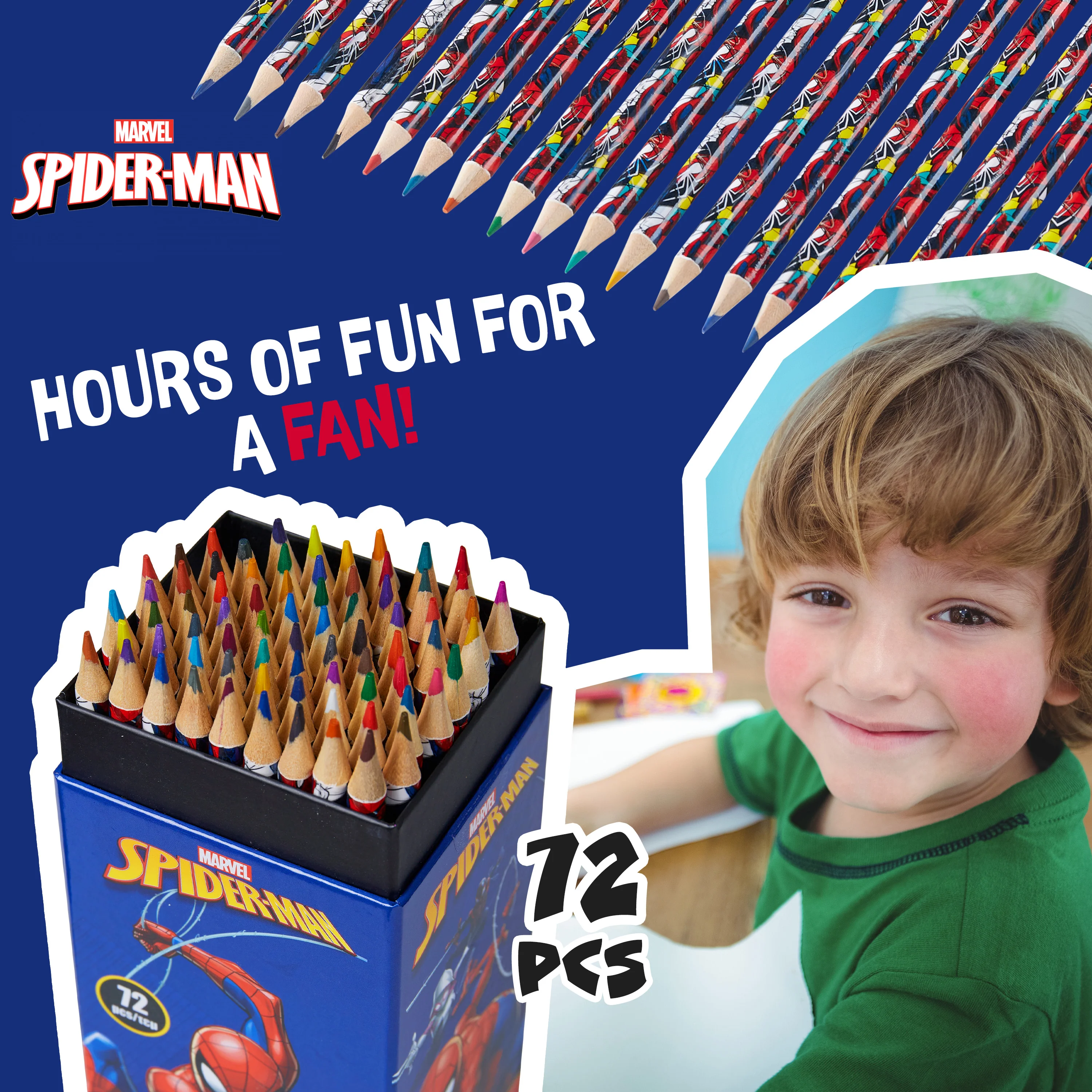 Marvel Colouring Pencils for Kids, 72 Pencils Colouring Box - Spiderman - Image 3