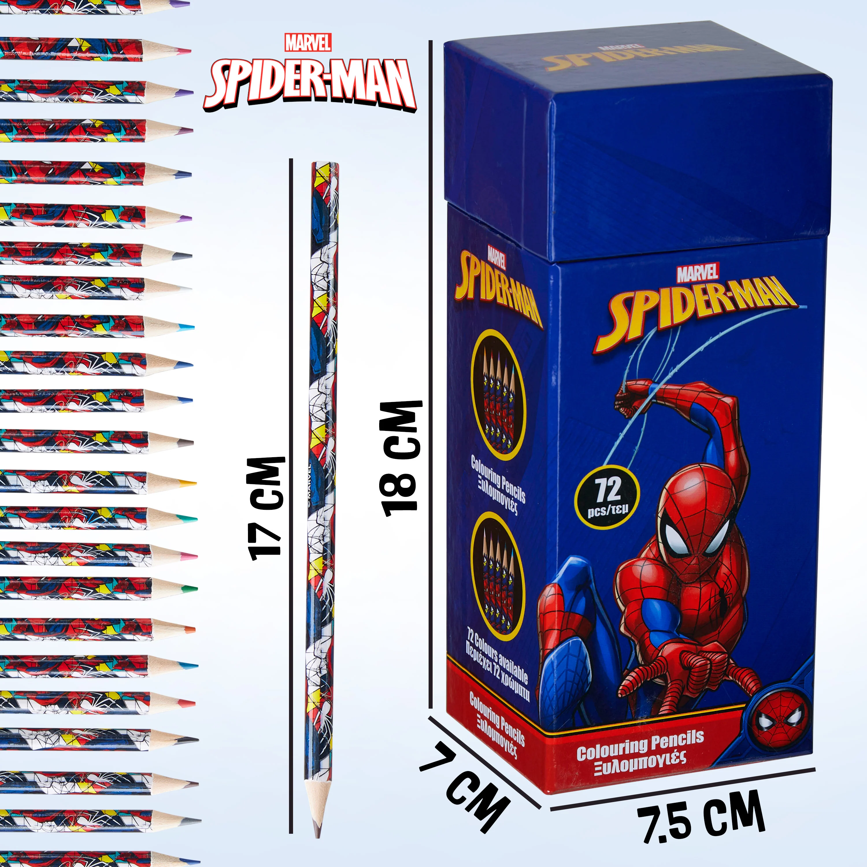 Marvel Colouring Pencils for Kids, 72 Pencils Colouring Box - Spiderman - Image 5