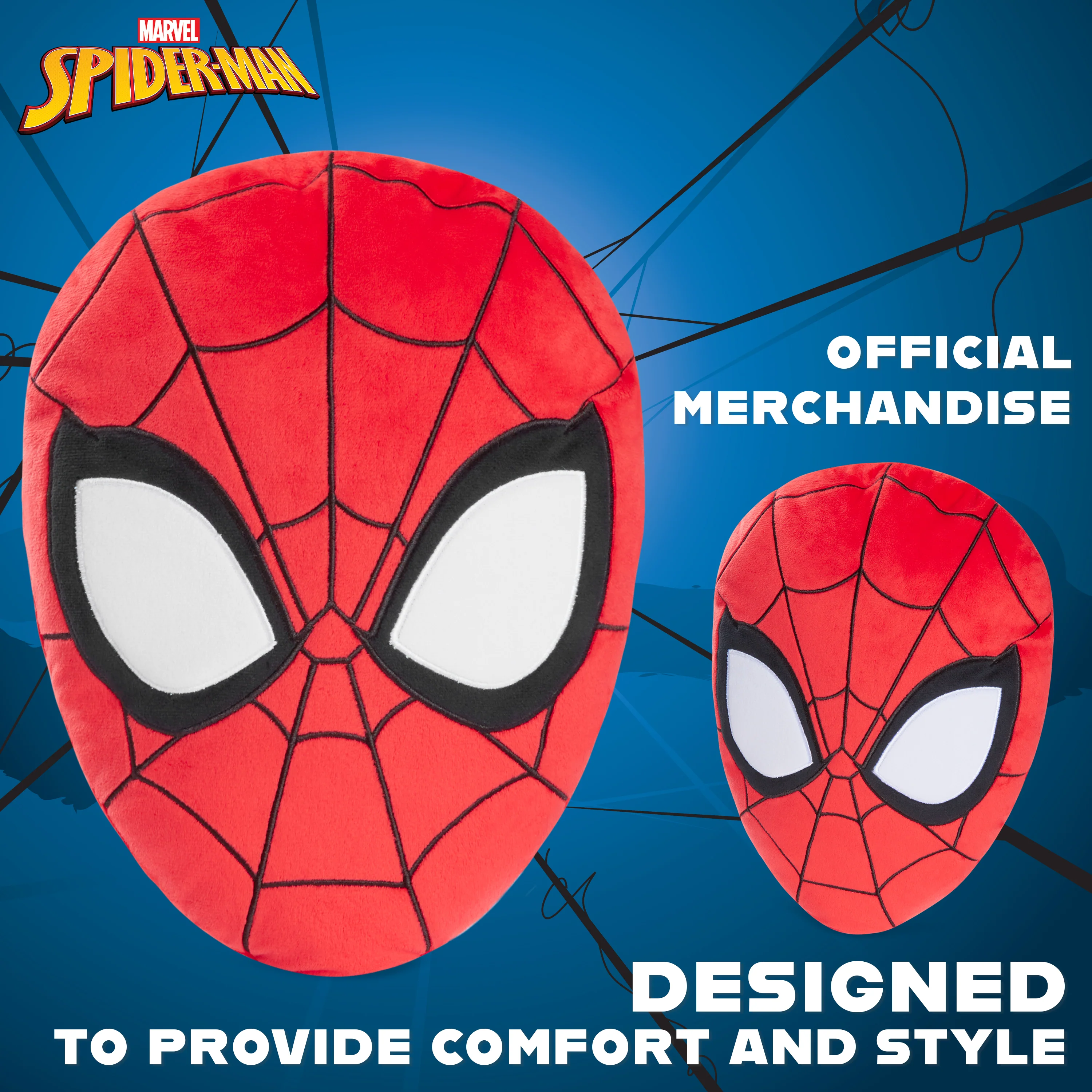 Disney Spiderman 3D Plush Pillow Cushions for Bed, Kids Bedroom Accessories 34 x 25cm - Spiderman Gifts for Boys (Red) - Image 3