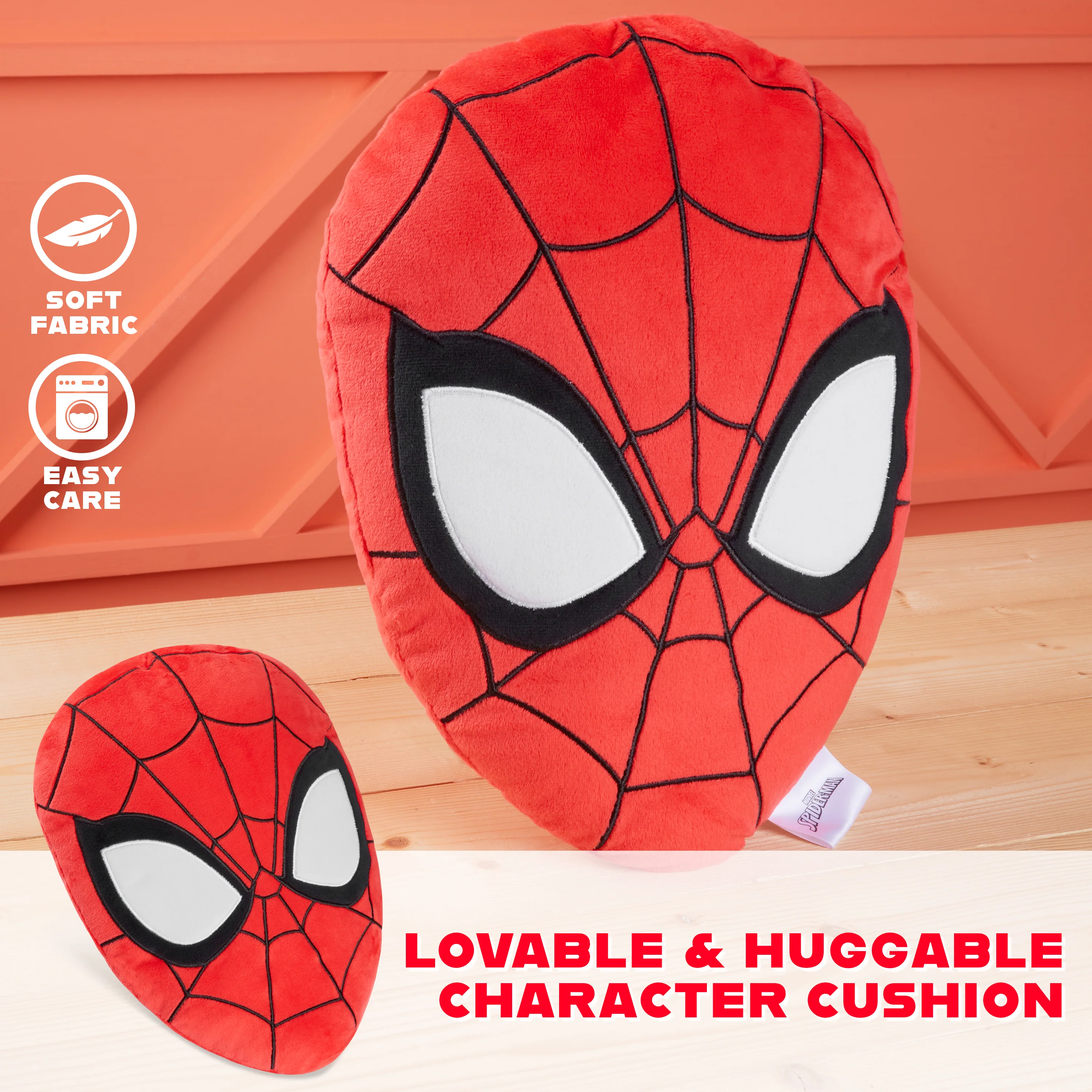 Disney Spiderman 3D Plush Pillow Cushions for Bed, Kids Bedroom Accessories 34 x 25cm - Spiderman Gifts for Boys (Red) - Image 6