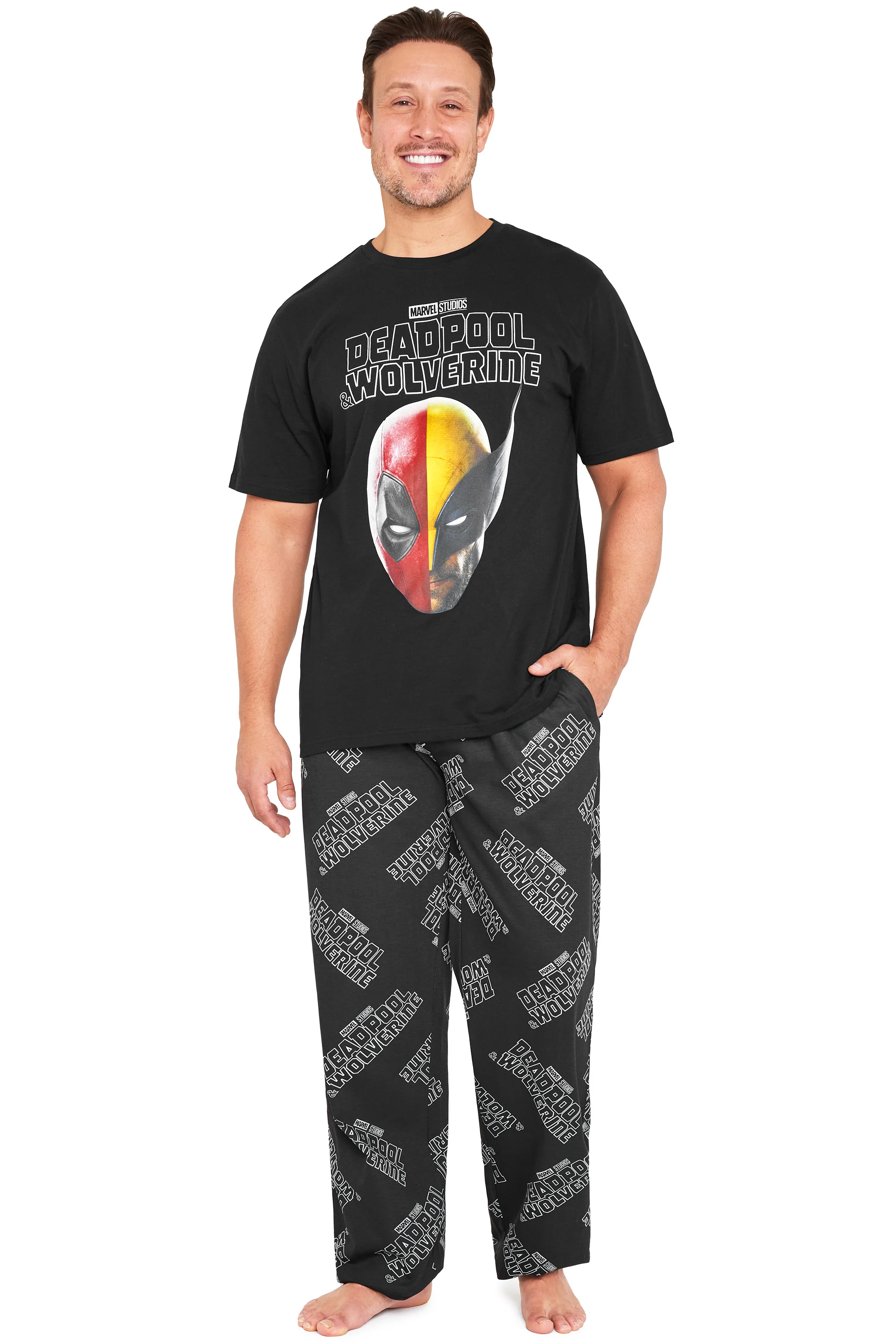 Marvel Deadpool and Wolverine Mens Pyjama Set, Soft Comfortable PJs Loungewear
