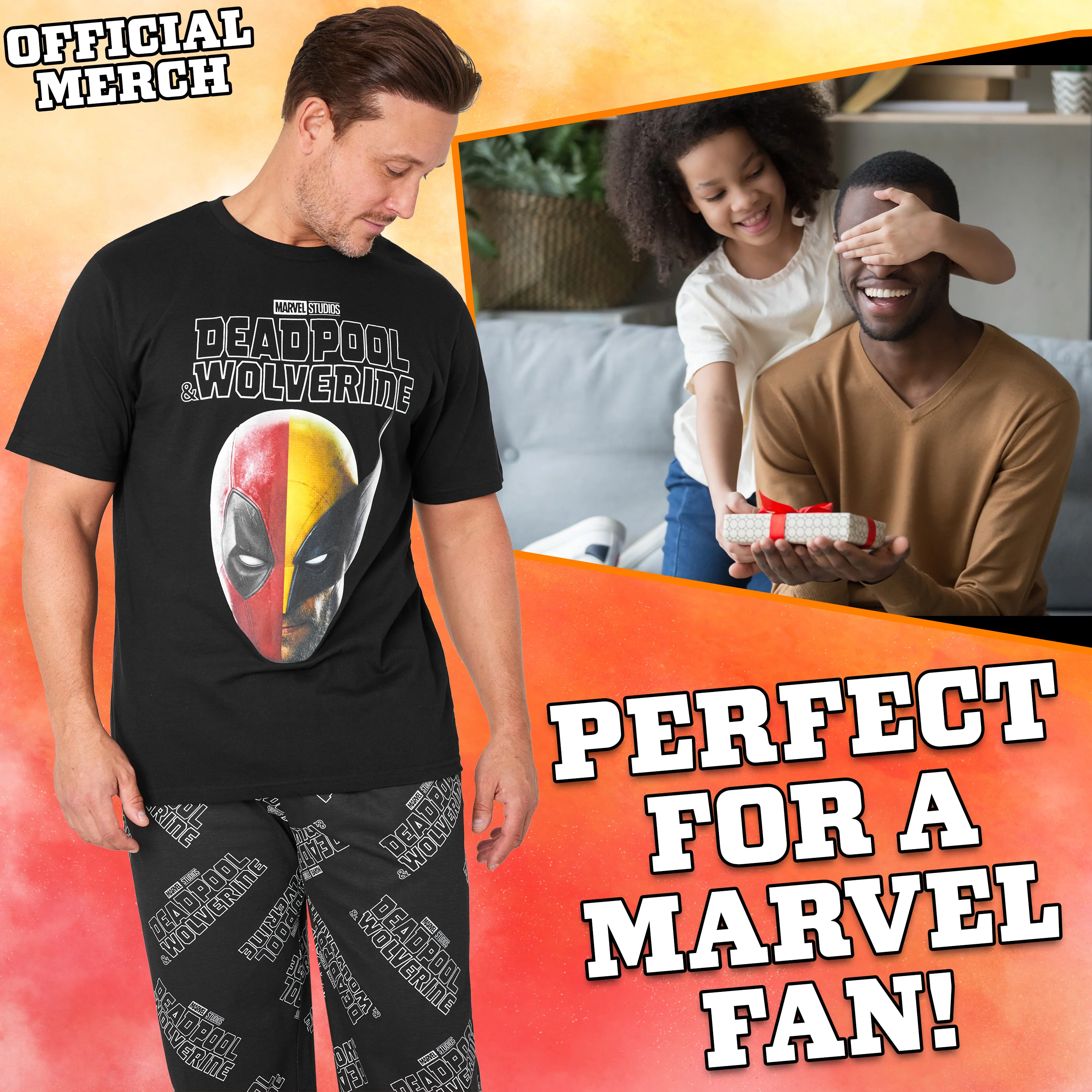 Marvel Deadpool and Wolverine Mens Pyjama Set, Soft Comfortable PJs Loungewear - Image 2