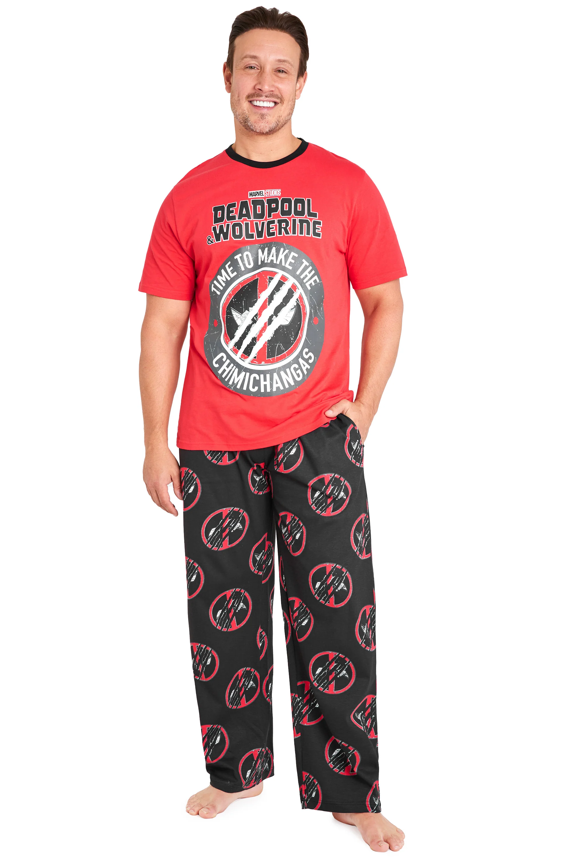 Marvel Deadpool and Wolverine Mens Pyjama Set, Soft Comfortable PJs Loungewear - Gifts for Men