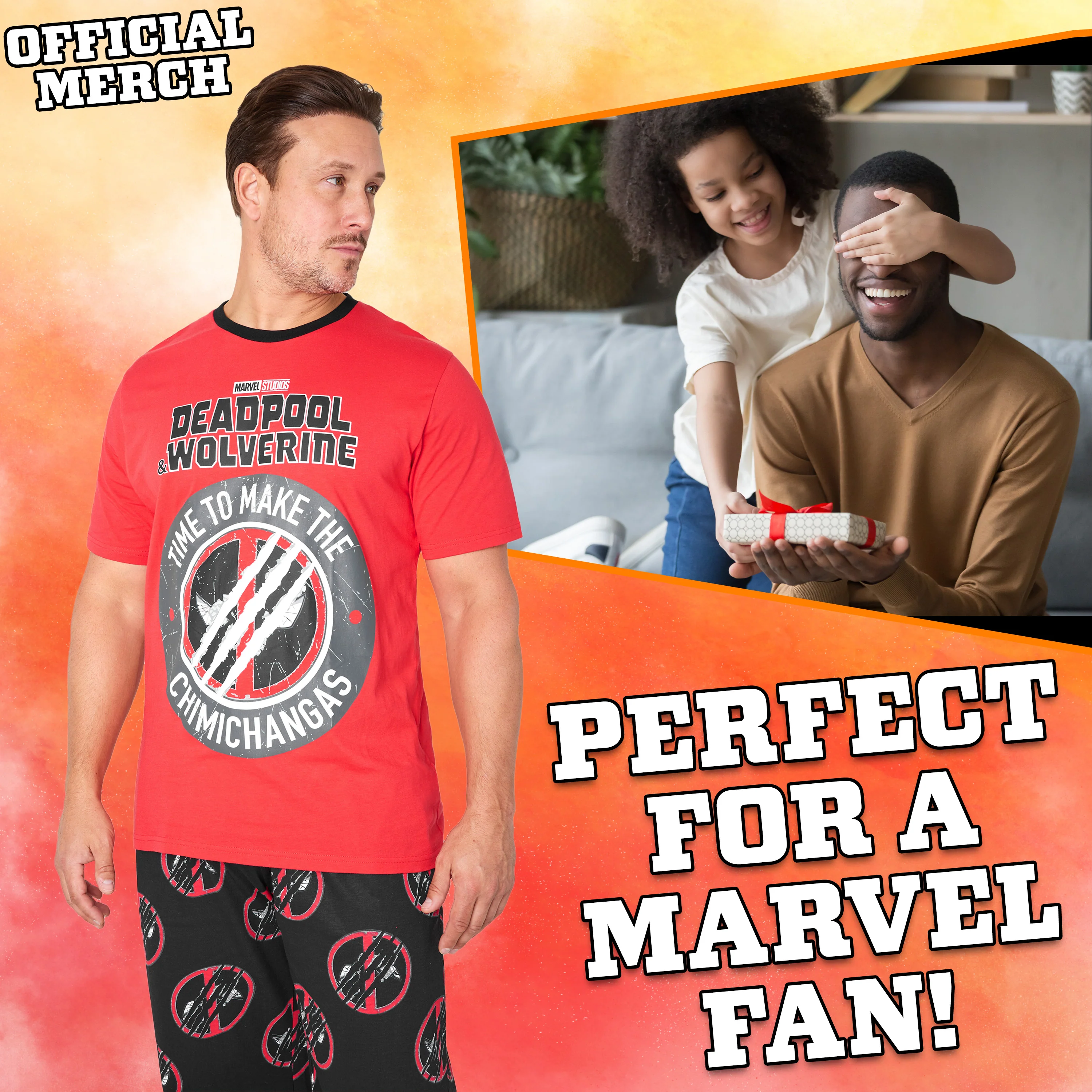 Marvel Deadpool and Wolverine Mens Pyjama Set, Soft Comfortable PJs Loungewear - Gifts for Men - Image 2