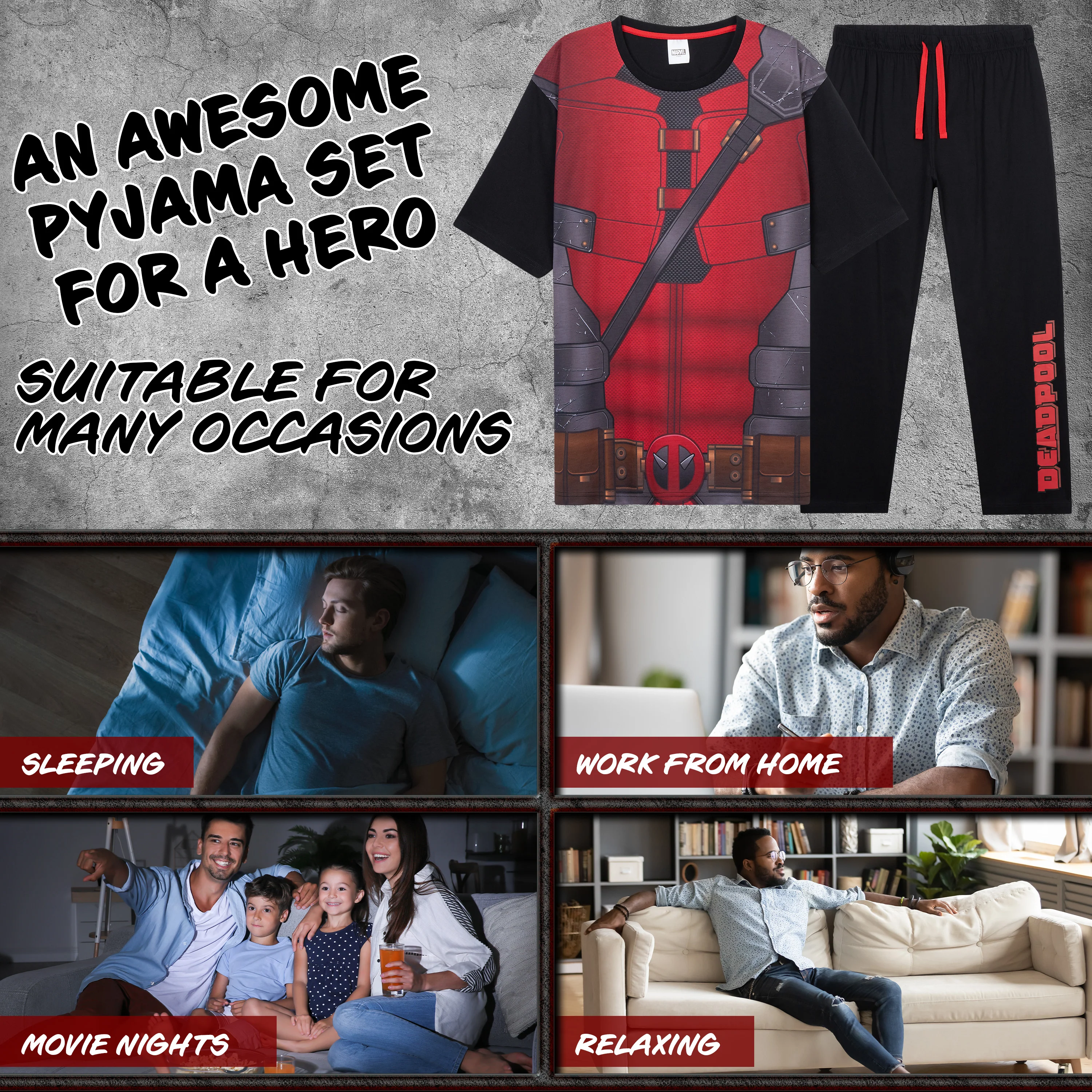 Marvel Deadpool and Wolverine Mens Pyjama Set, Soft Comfortable PJs Loungewear - Image 4