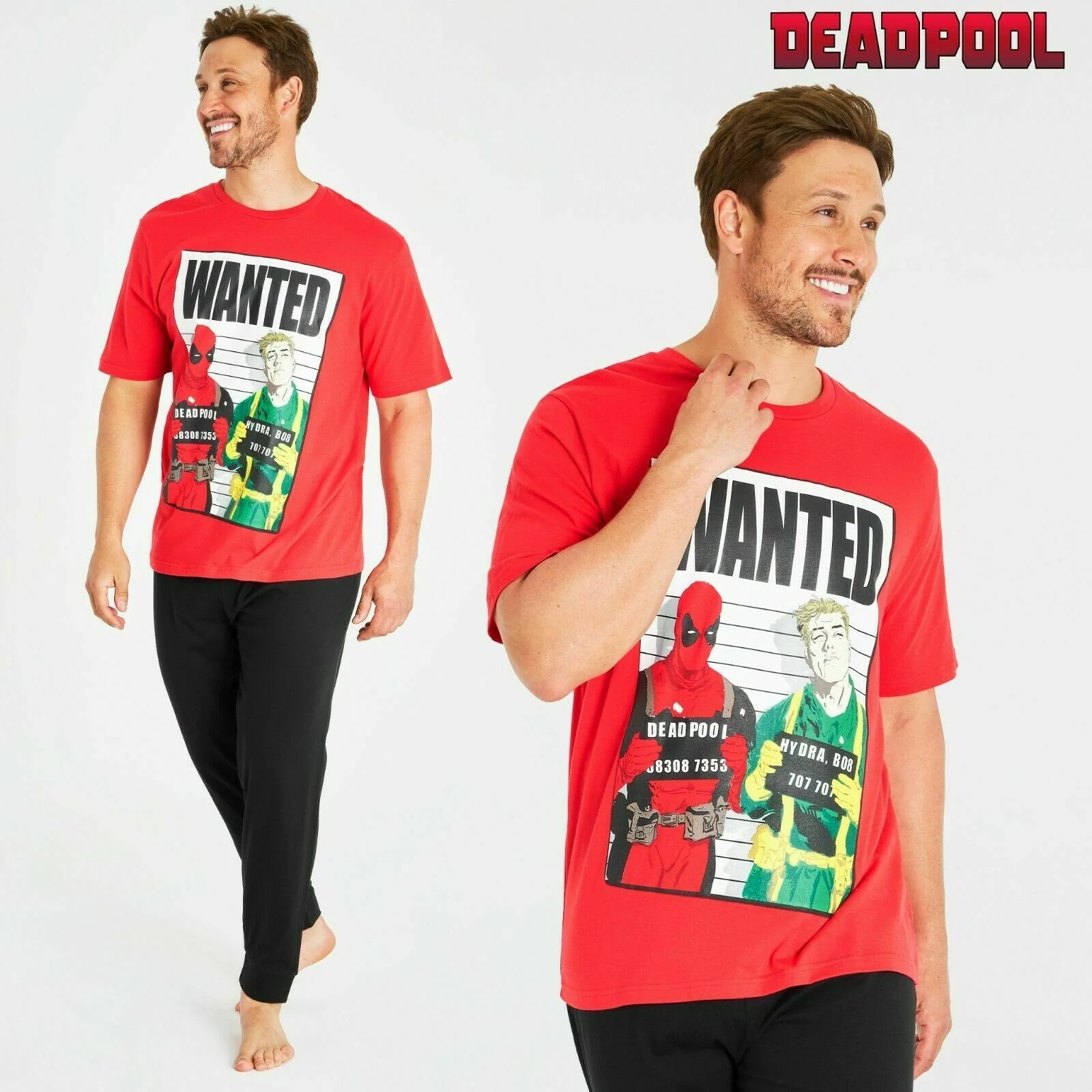 Marvel Deadpool Mens Pyjamas Set, Cotton Men PJs With Short Sleeve - Image 6