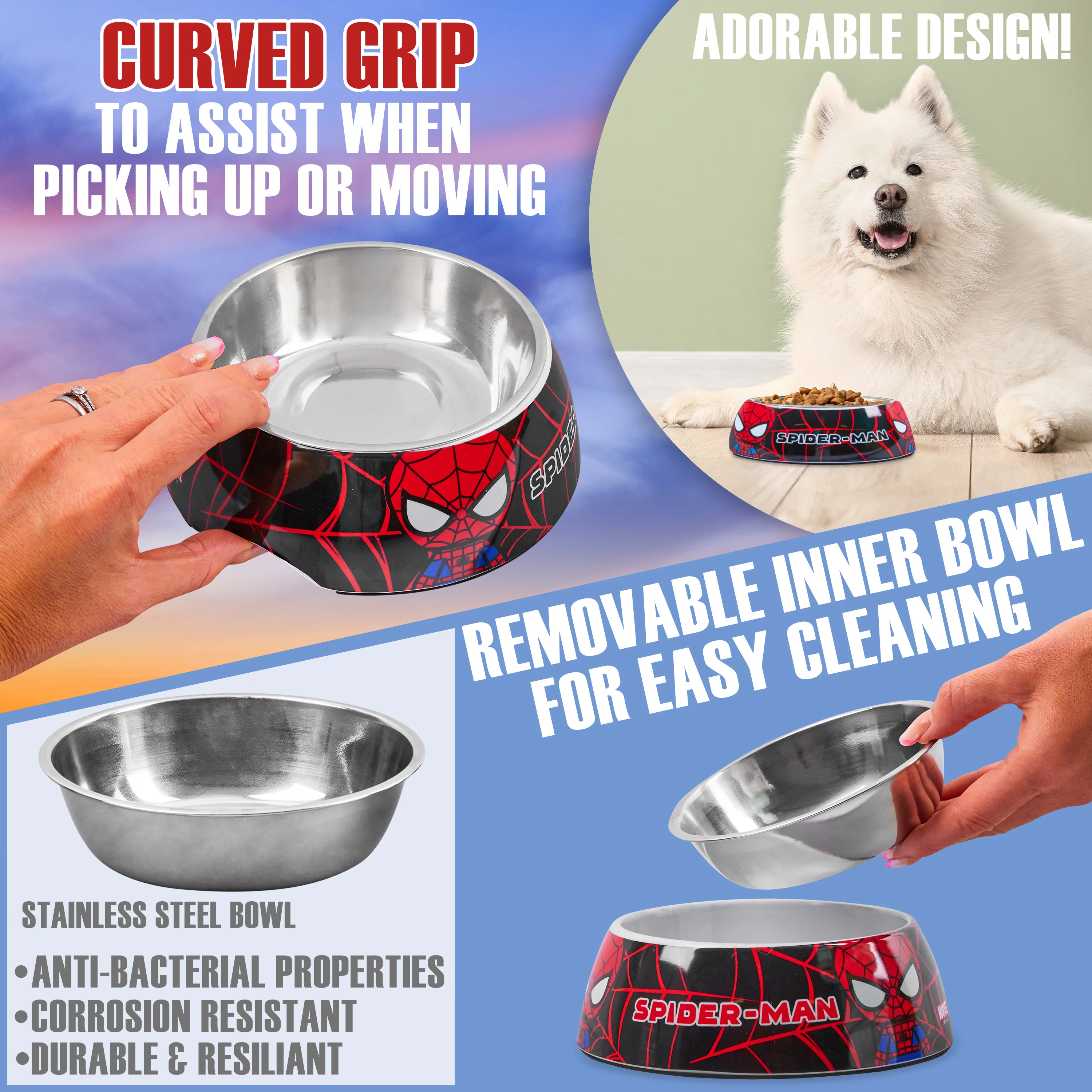 Marvel Dog Toy and Food Bowl Set, Squeaky Soft Toy and Non Slip Food Bowl- Dog gifts - Image 5