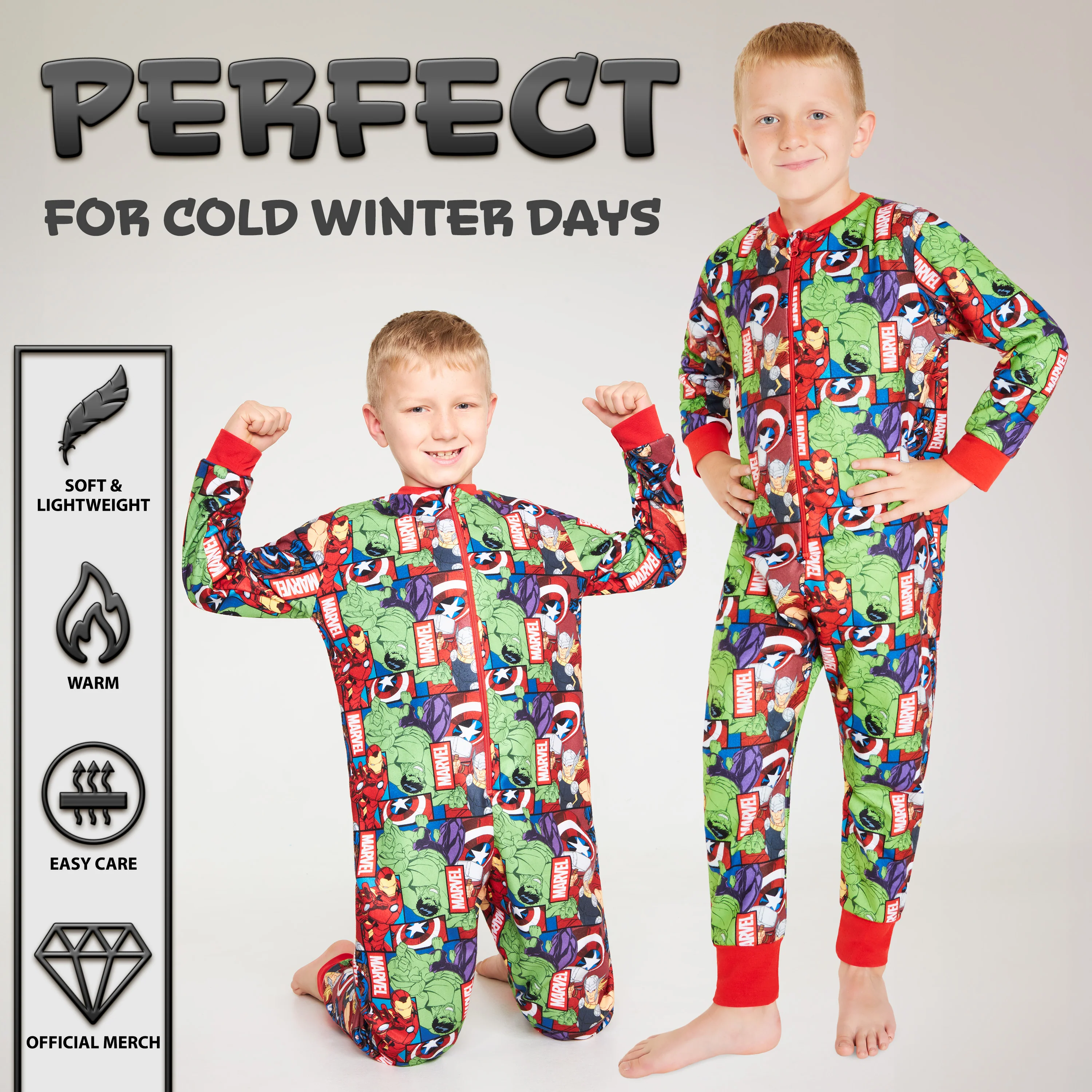 Marvel Fleece Onesie for Boys - Warm Hooded Onesie for Kids - Avengers - Image 5