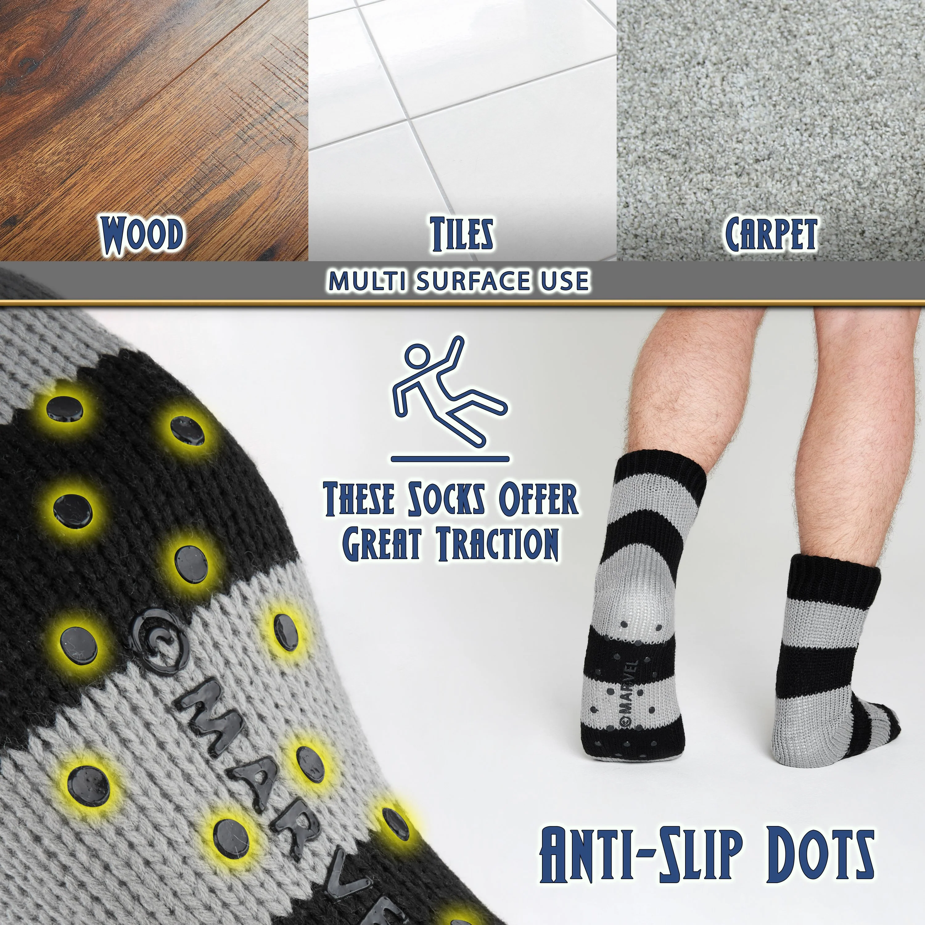 Marvel Fluffy Socks, Mens Slipper Socks, Black Panther Knitted Socks - Image 6