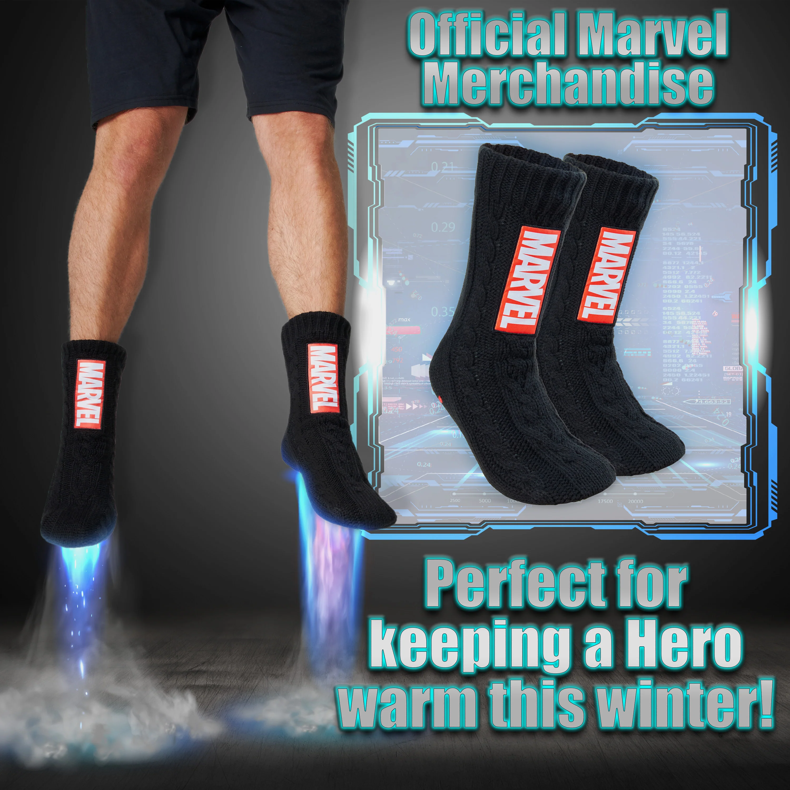 Marvel Fluffy Socks, Mens Slipper Socks, Black Panther Thor Warm Knitted Socks - Image 3