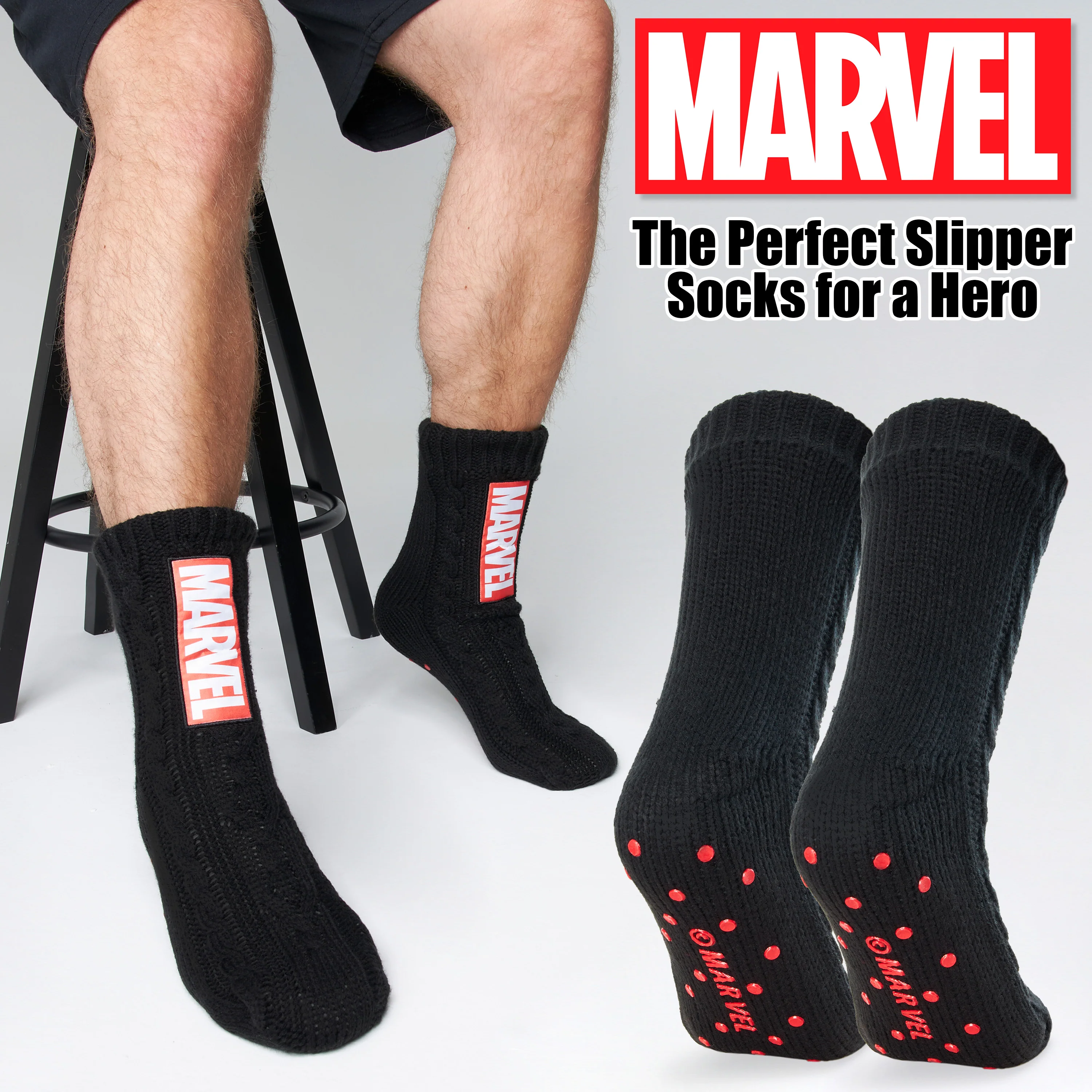 Marvel Fluffy Socks, Mens Slipper Socks, Black Panther Thor Warm Knitted Socks - Image 7