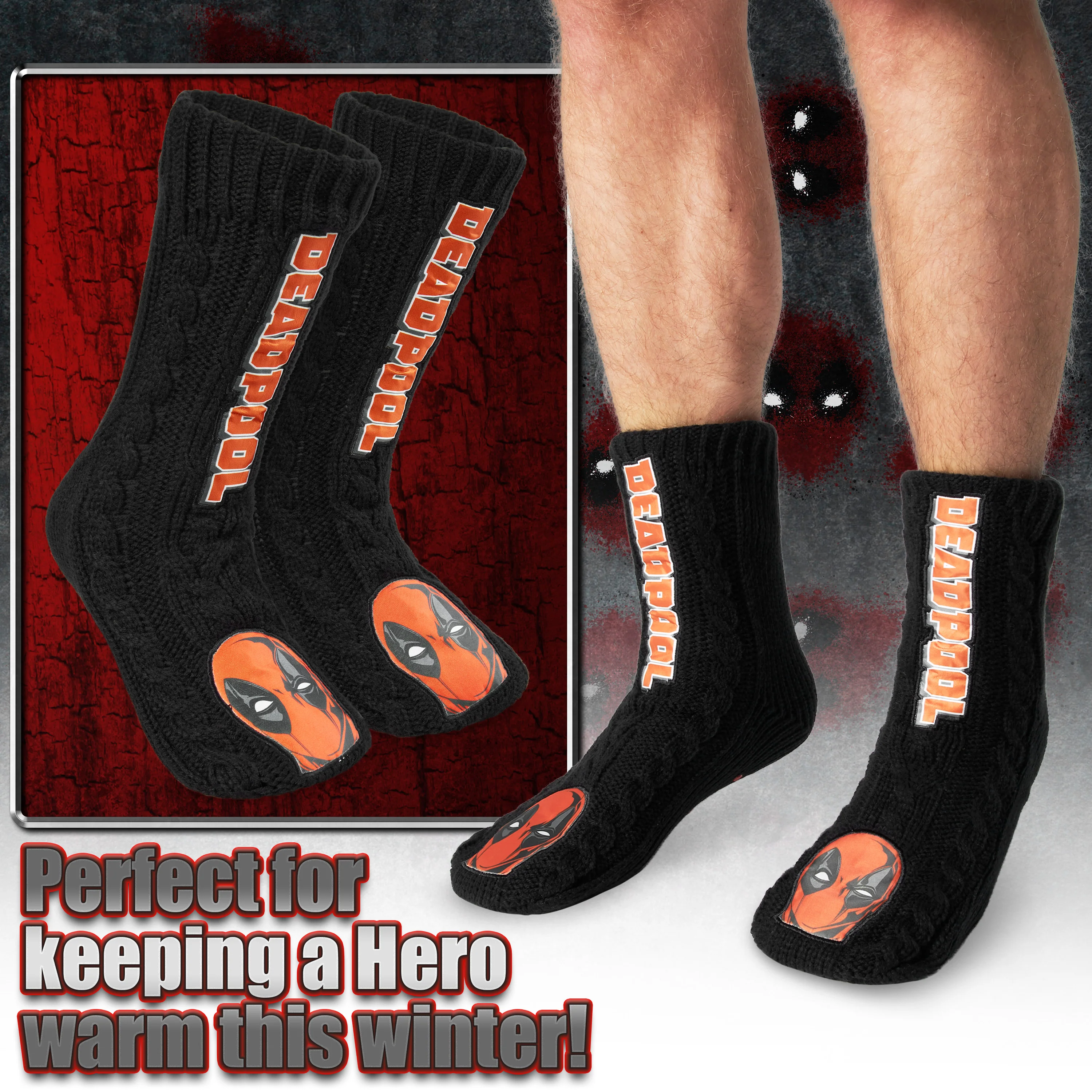 Marvel Fluffy Socks, Mens Slipper Socks - Deadpool - Image 3