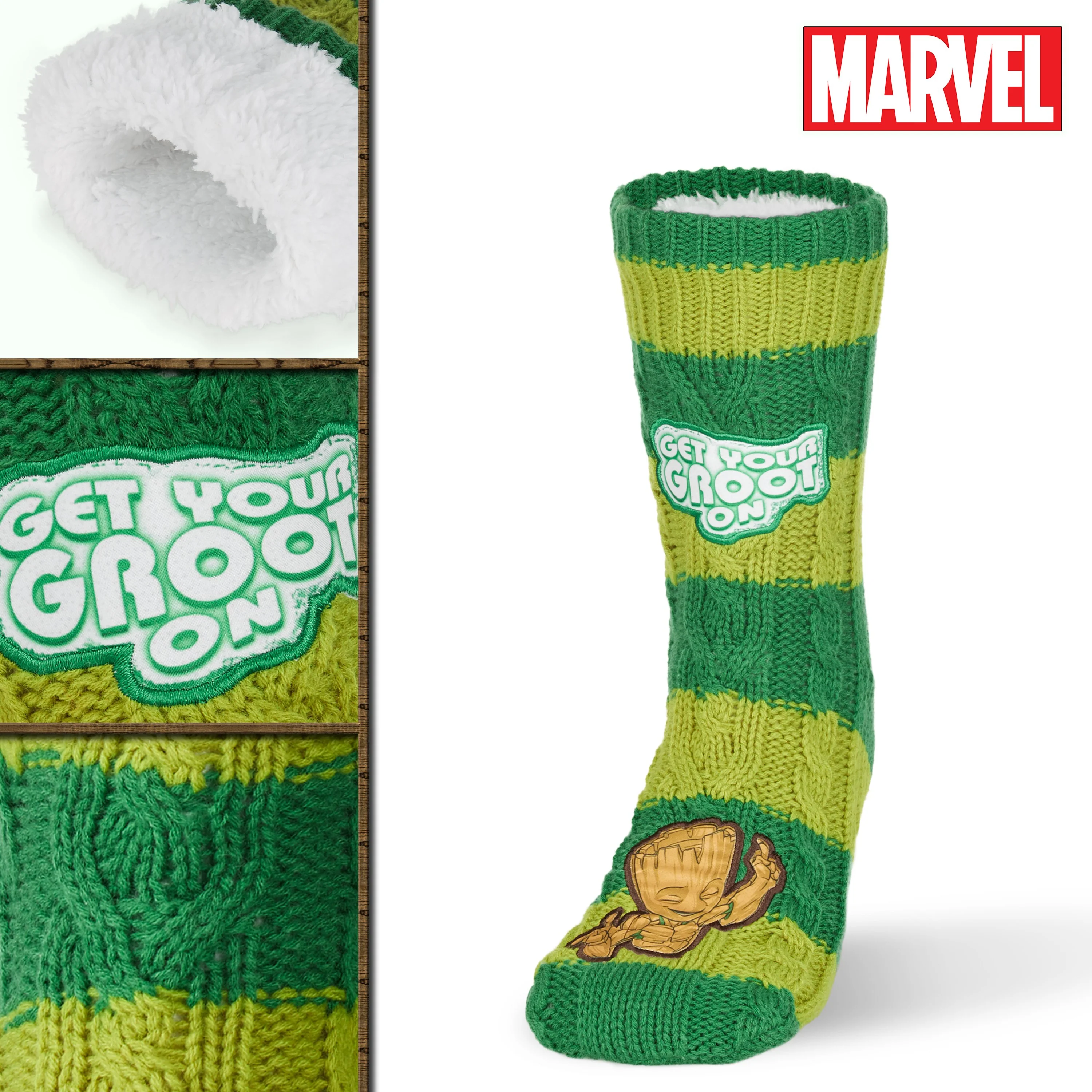 Marvel Fluffy Socks, Mens Slipper Socks, Groot Warm Knitted Socks - Image 5