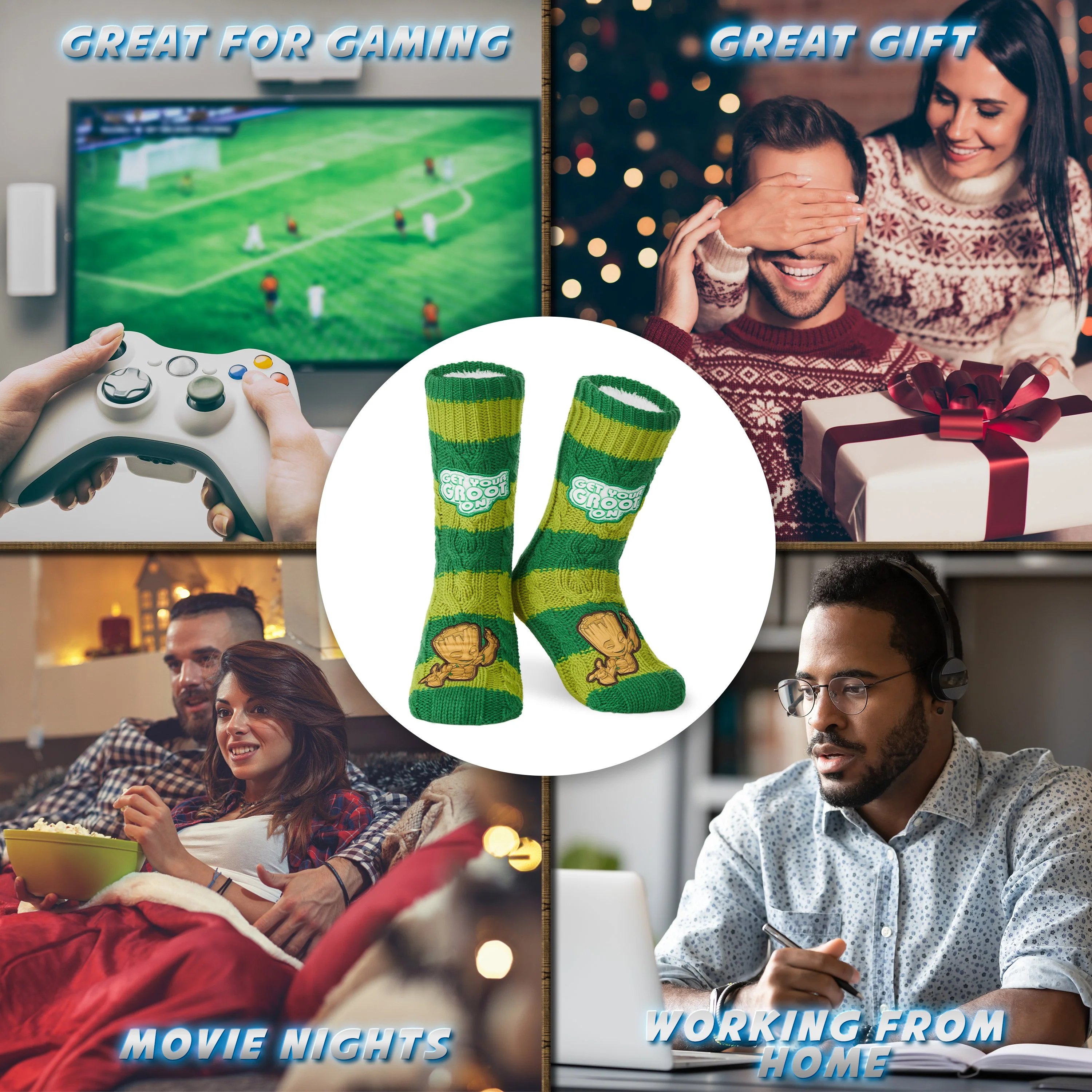 Marvel Fluffy Socks, Mens Slipper Socks, Groot Warm Knitted Socks - Image 7