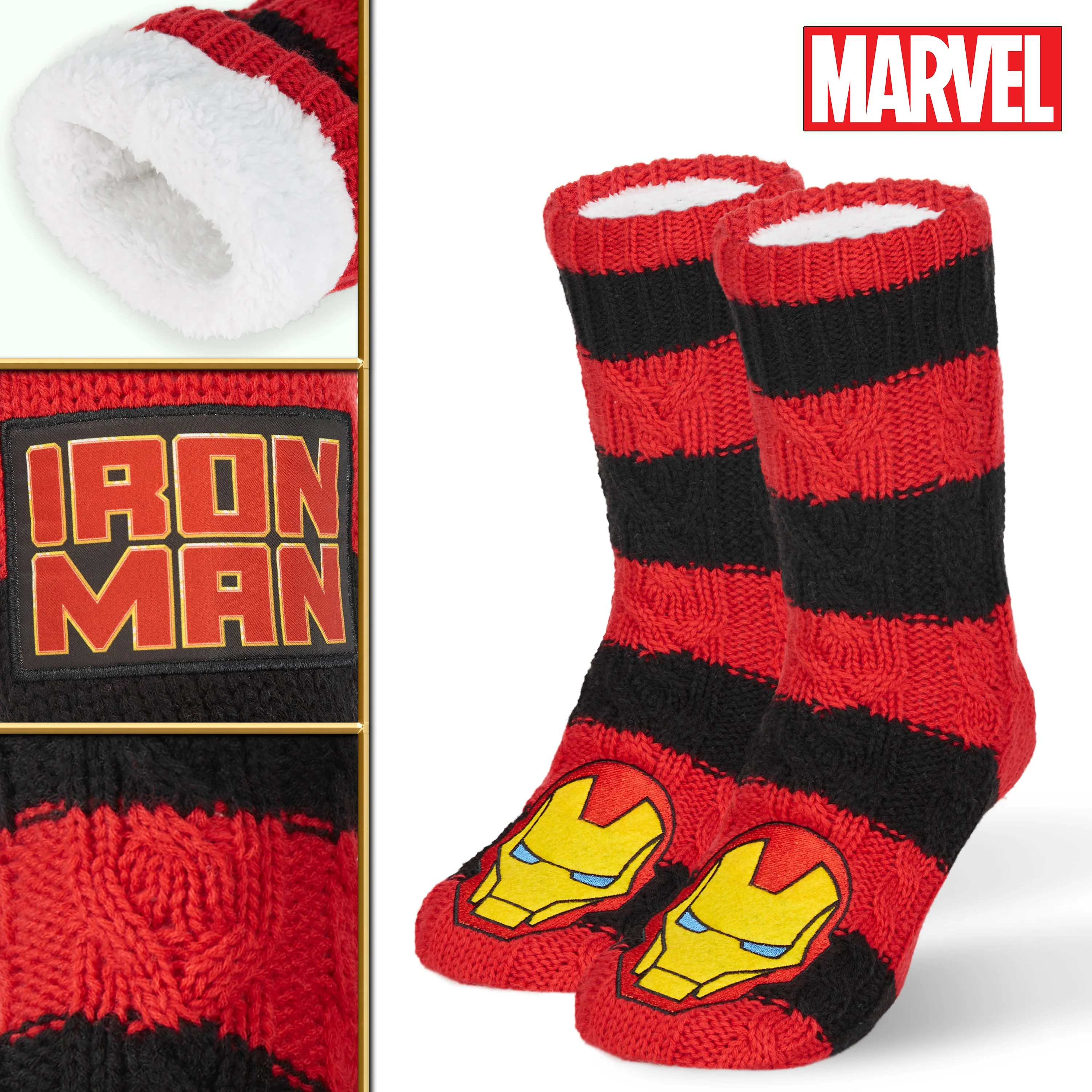 Marvel Fluffy Socks, Mens Slipper Socks, Iron Man Warm Knitted Socks - Image 3