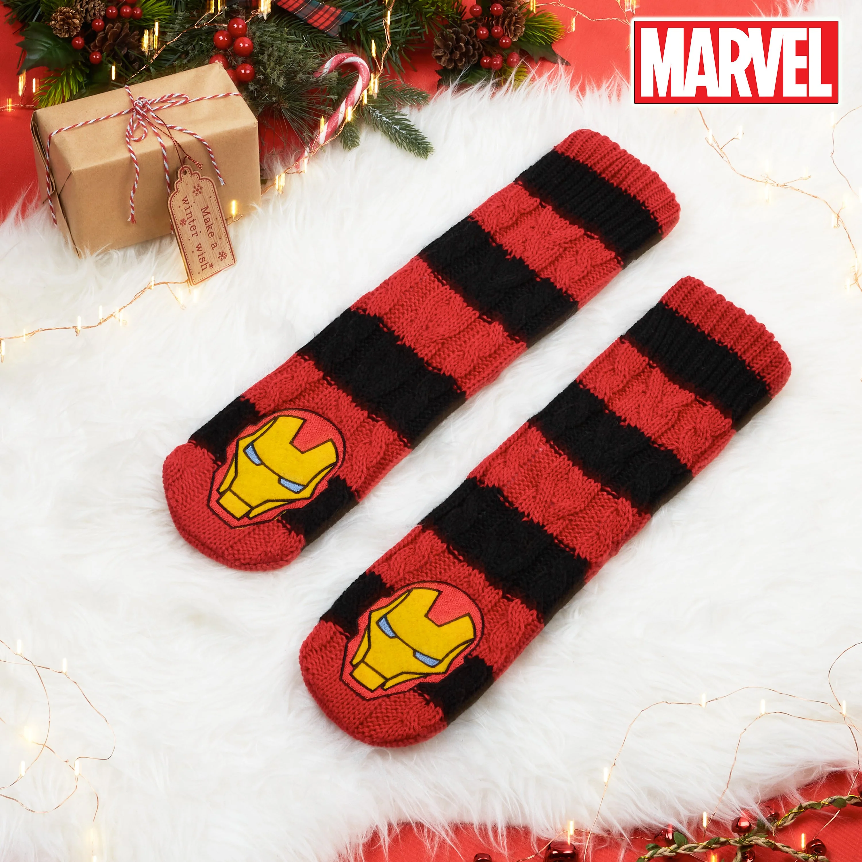 Marvel Fluffy Socks, Mens Slipper Socks, Iron Man Warm Knitted Socks - Image 4