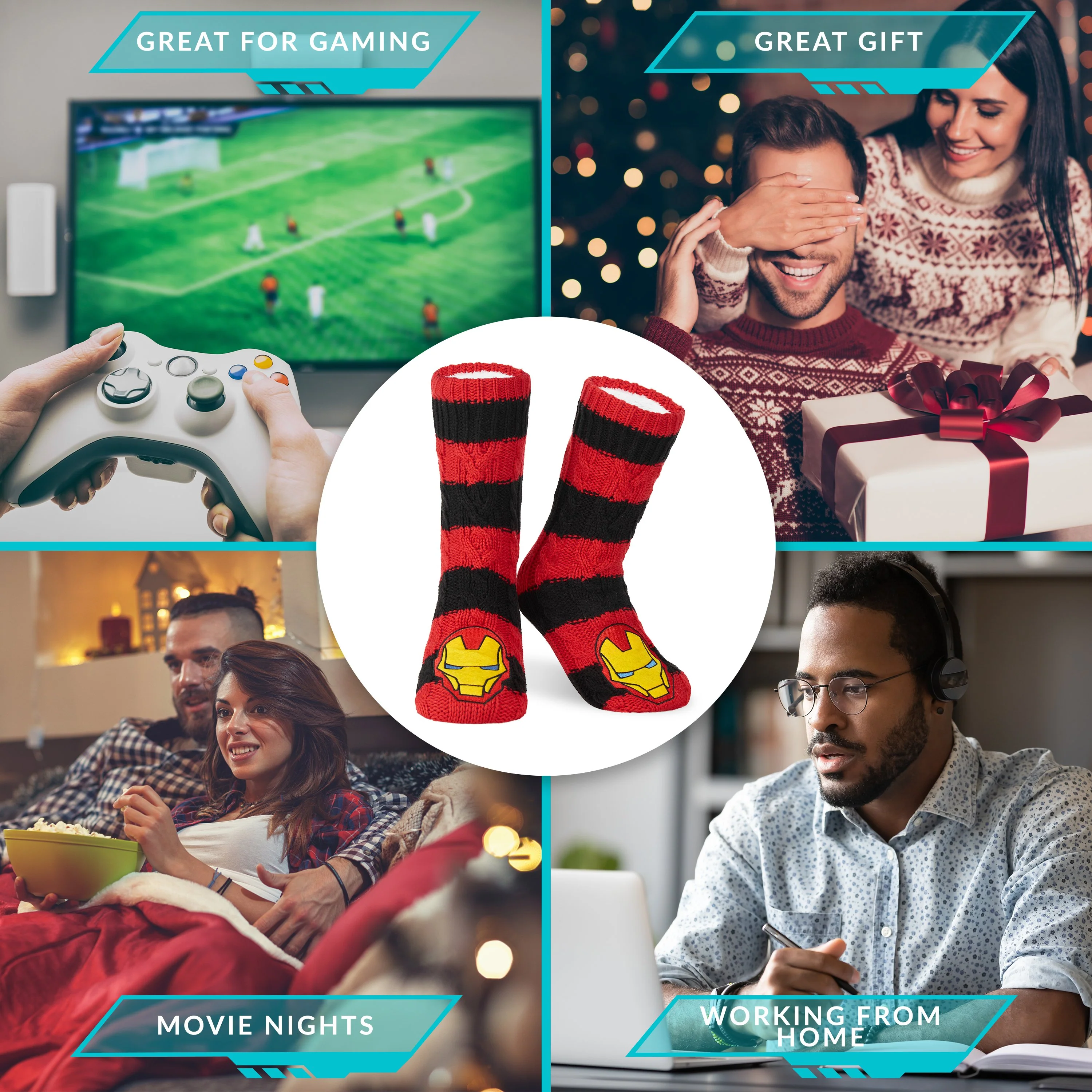 Marvel Fluffy Socks, Mens Slipper Socks, Iron Man Warm Knitted Socks - Image 7