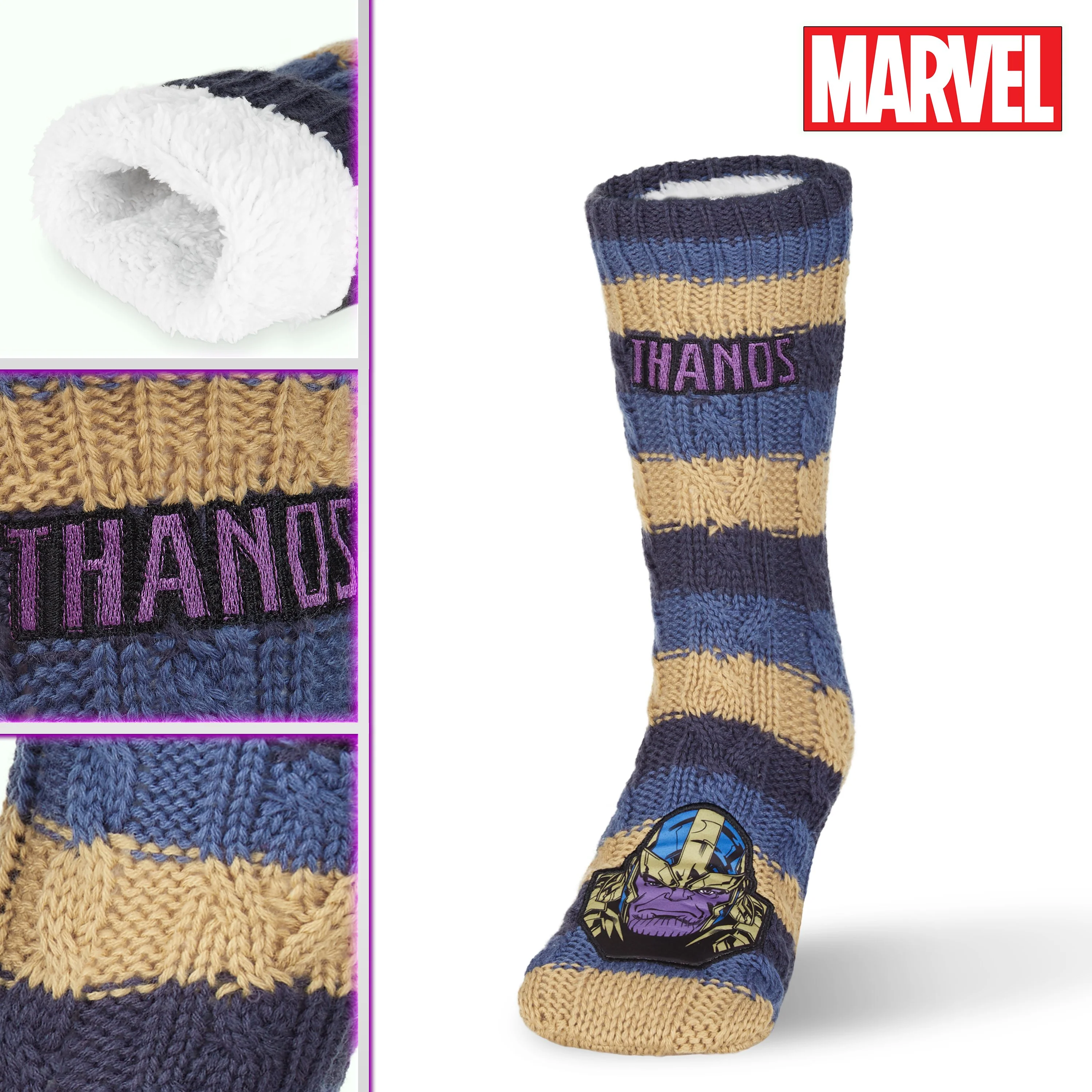 Marvel Fluffy Socks, Mens Slipper Socks, Thanos Warm Knitted Socks - Image 5
