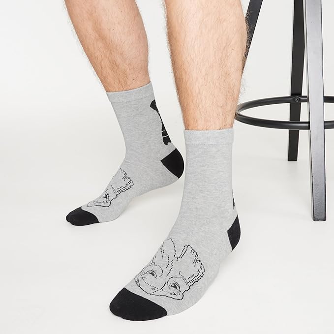 Marvel Groot Socks for Men & Teens UK Size 6.5-10.5, Pack of 5 Soft Casual Socks