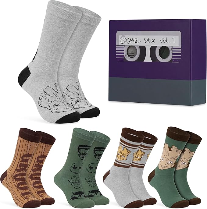 Marvel Groot Socks for Men & Teens UK Size 6.5-10.5, Pack of 5 Soft Casual Socks - Image 6
