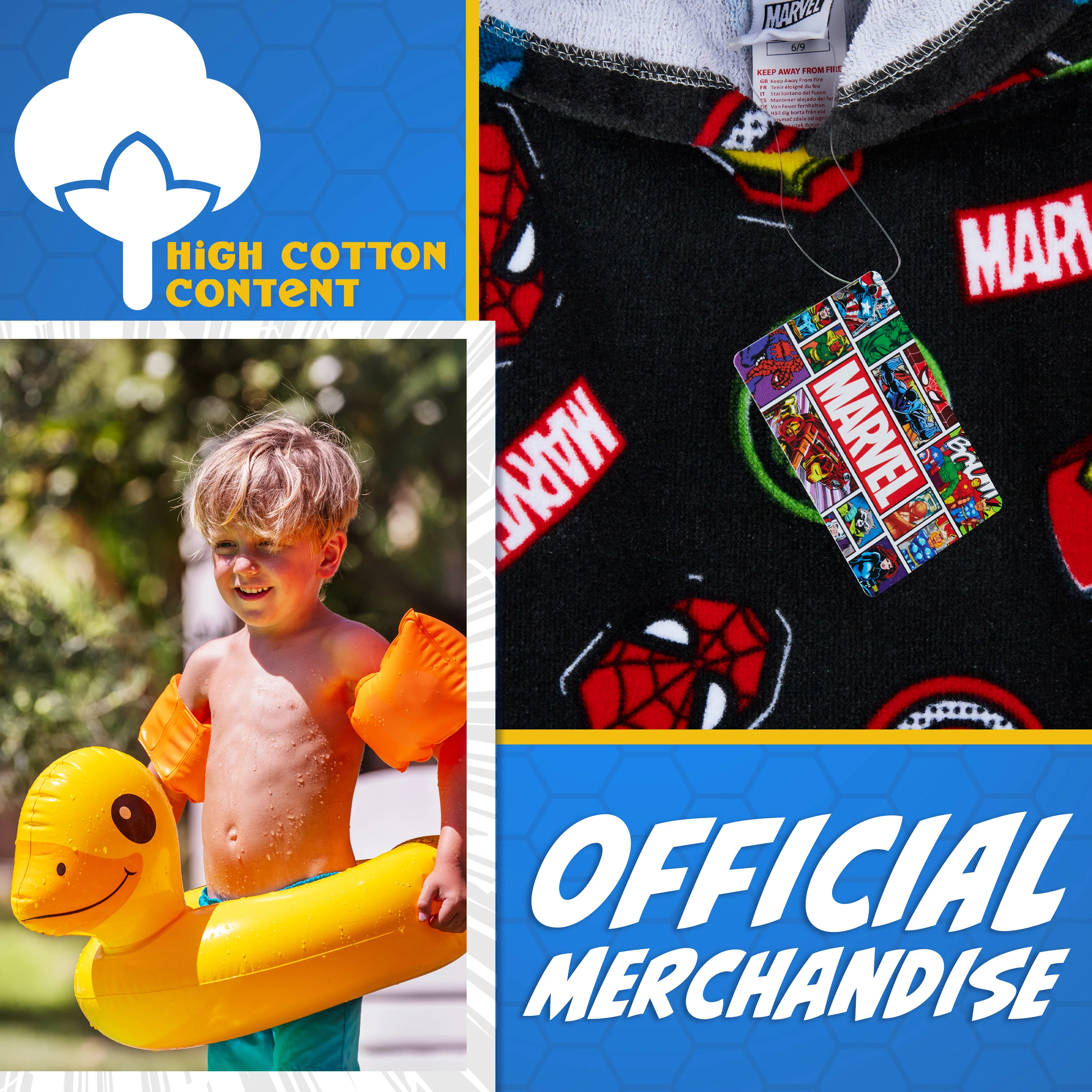 Marvel Hooded Towel for Kids, Absorbent Bath Towel with Hood - Holiday Essentials - Image 6