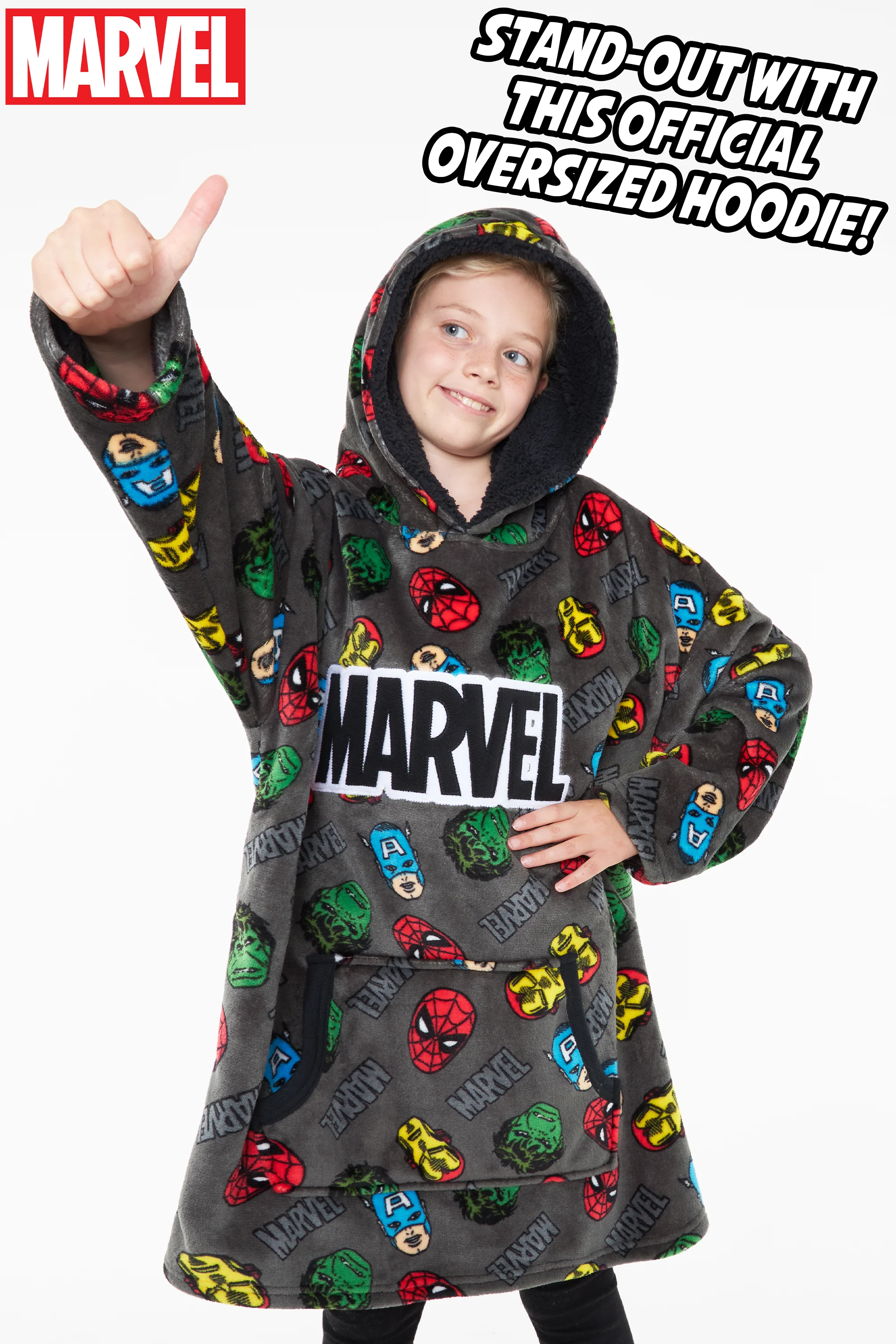 Marvel Hoodies for Boys, Fleece Oversized Blanket Hoodie Avengers - Image 4
