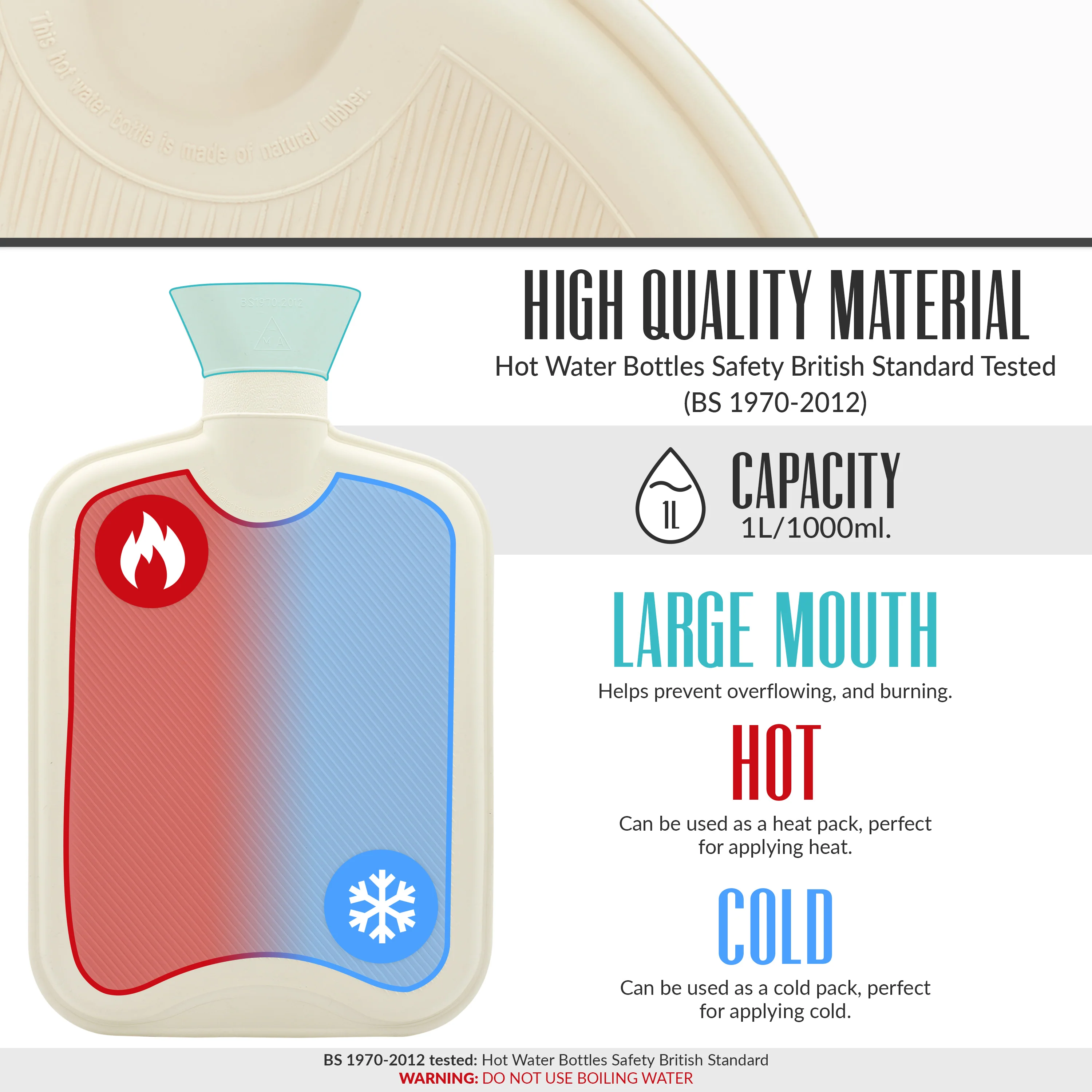 Marvel Hot Water Bottle with Fleece Cover - 1.7 or 2 Litre Capacity Rubber Hot Water Bag Long - Cosy Gifts for Men (Multi Avengers) - Image 5