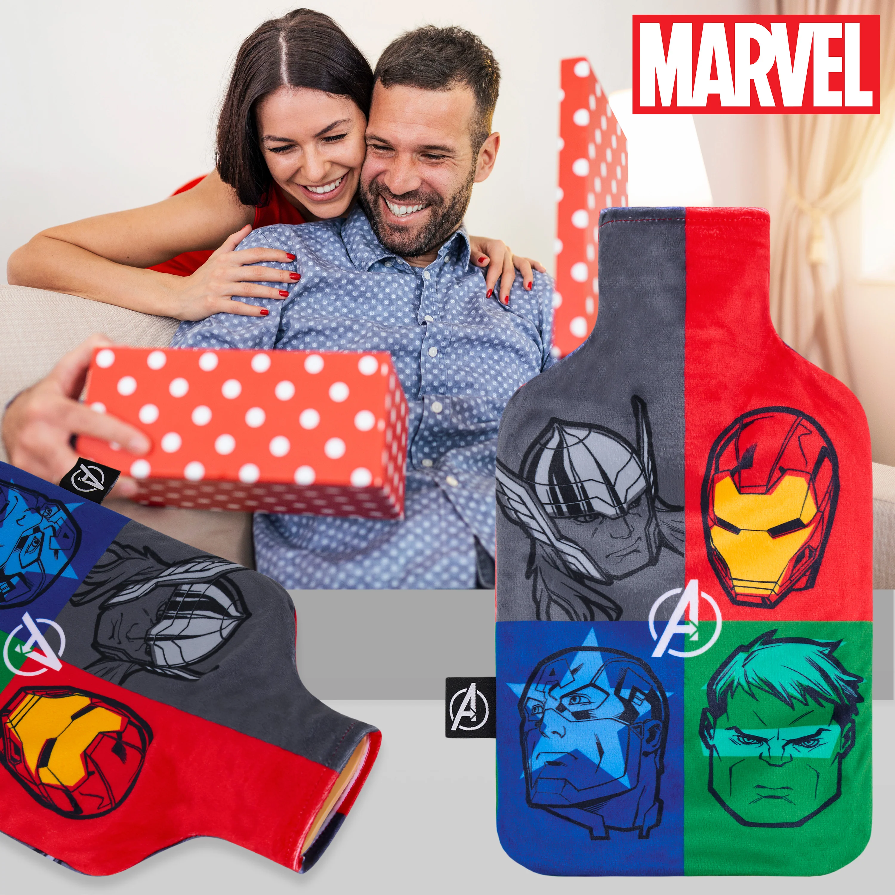 Marvel Hot Water Bottle with Fleece Cover - Multi Avengers - Image 4