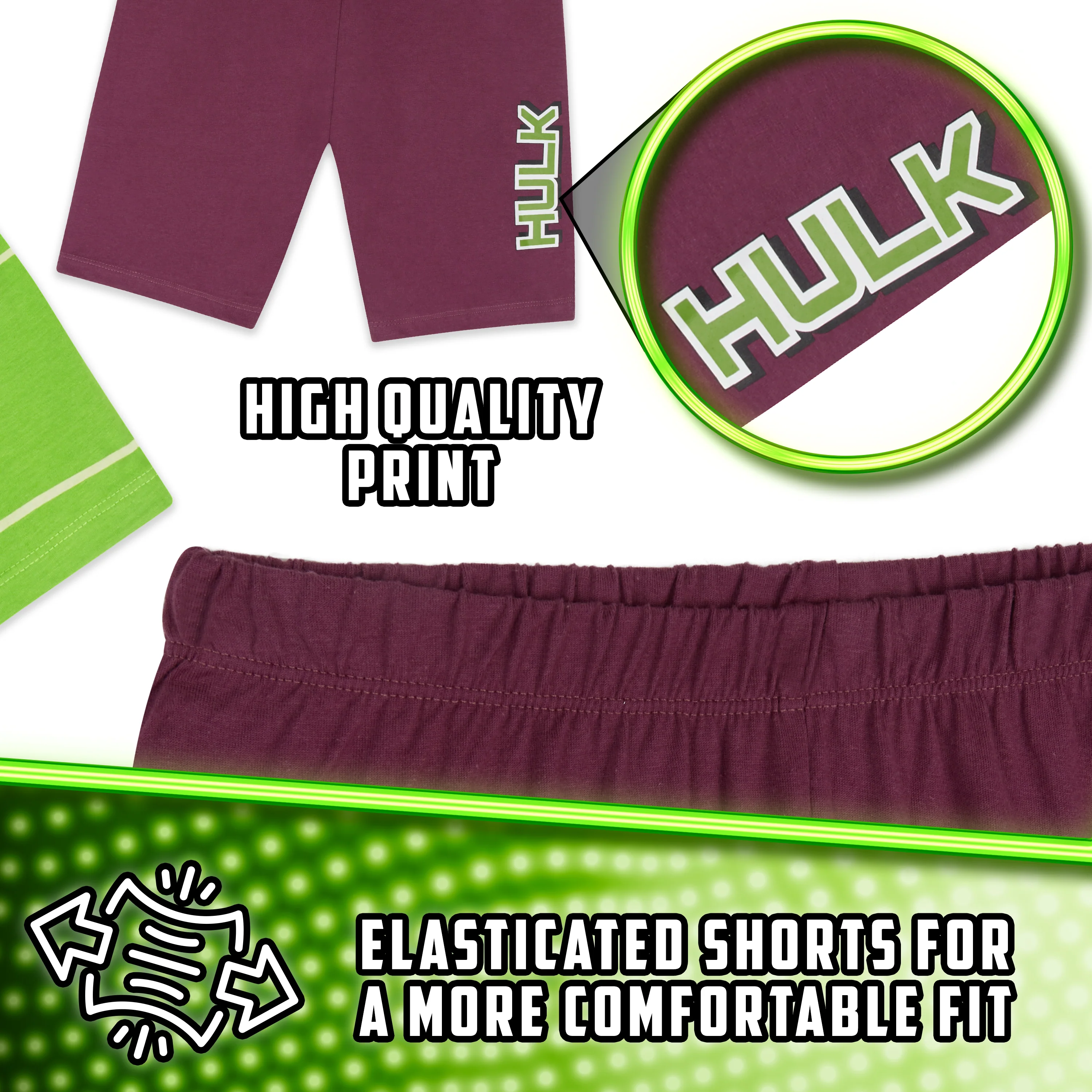 Marvel HULK Boys Pyjamas Avengers Superhero Kids Short PJs - Image 4
