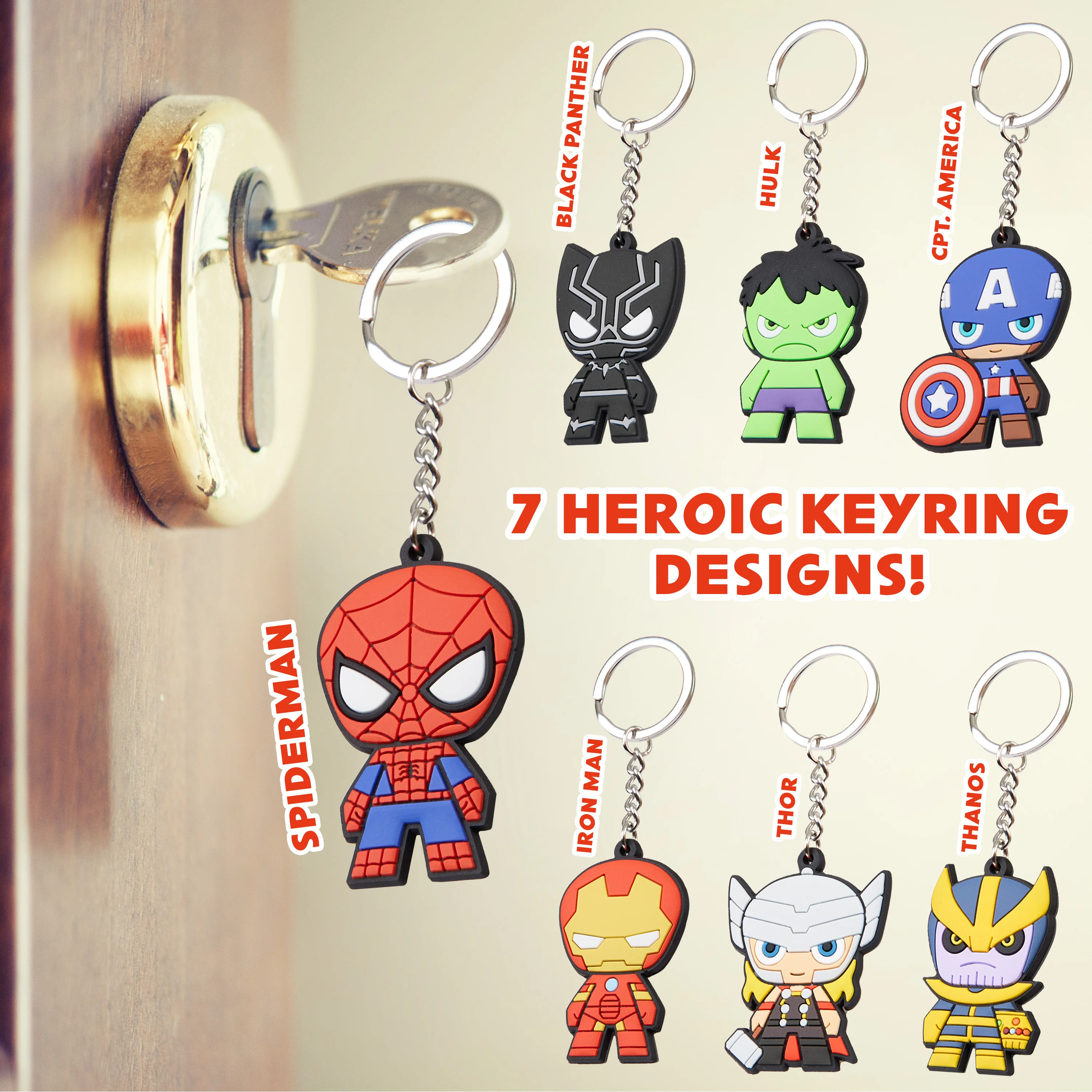 Marvel Keyrings - Avengers Keyrings 7 Pack Mini Figures Keyrings for Kids Avengers Gifts - Image 3