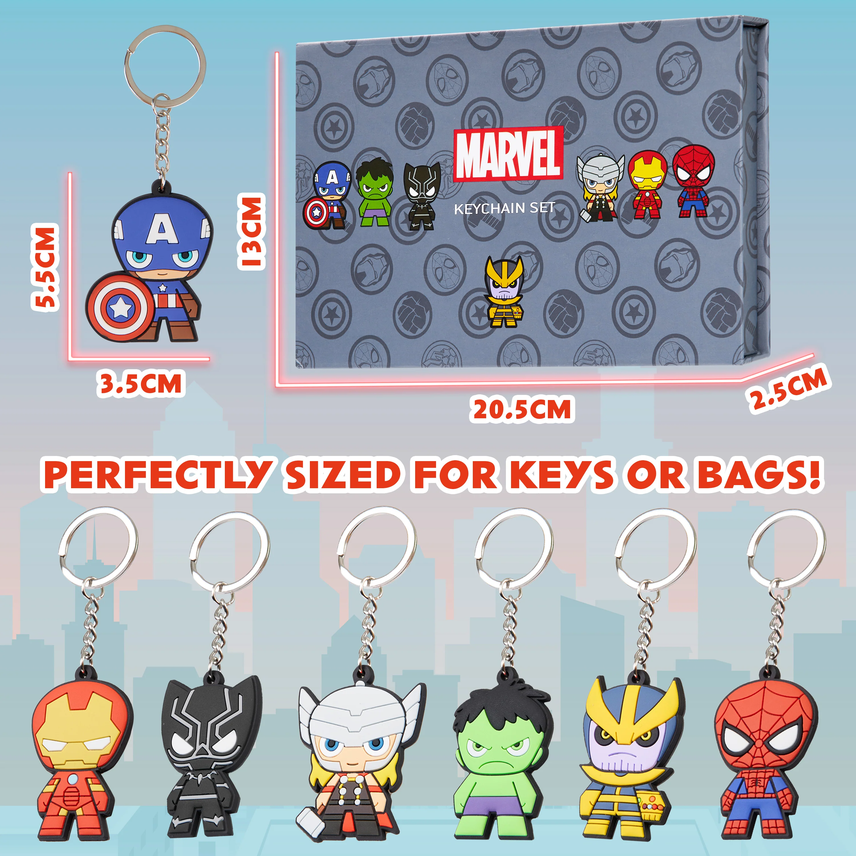 Marvel Keyrings - Avengers Keyrings 7 Pack Mini Figures Keyrings for Kids Avengers Gifts - Image 6