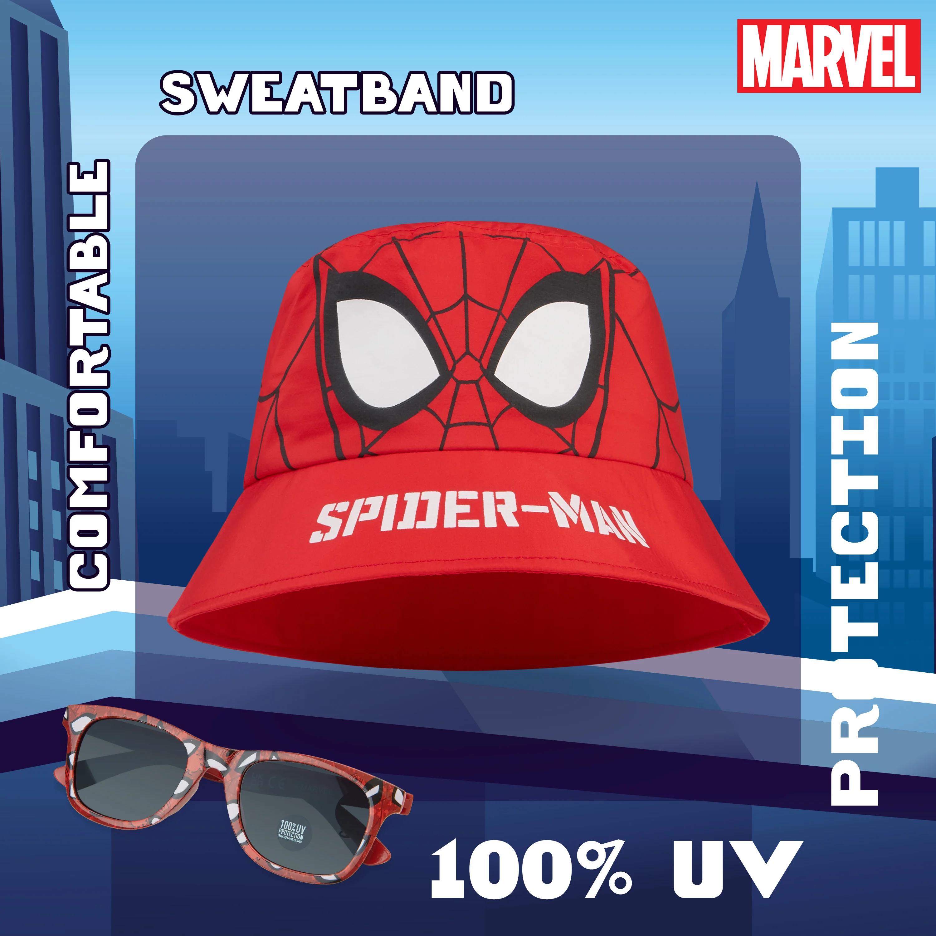 Marvel Kids Bucket Hat and Sunglasses Set, Lightweight Sun Hat 100% UV Protection Sunglasses - Kids Gifts - Image 4
