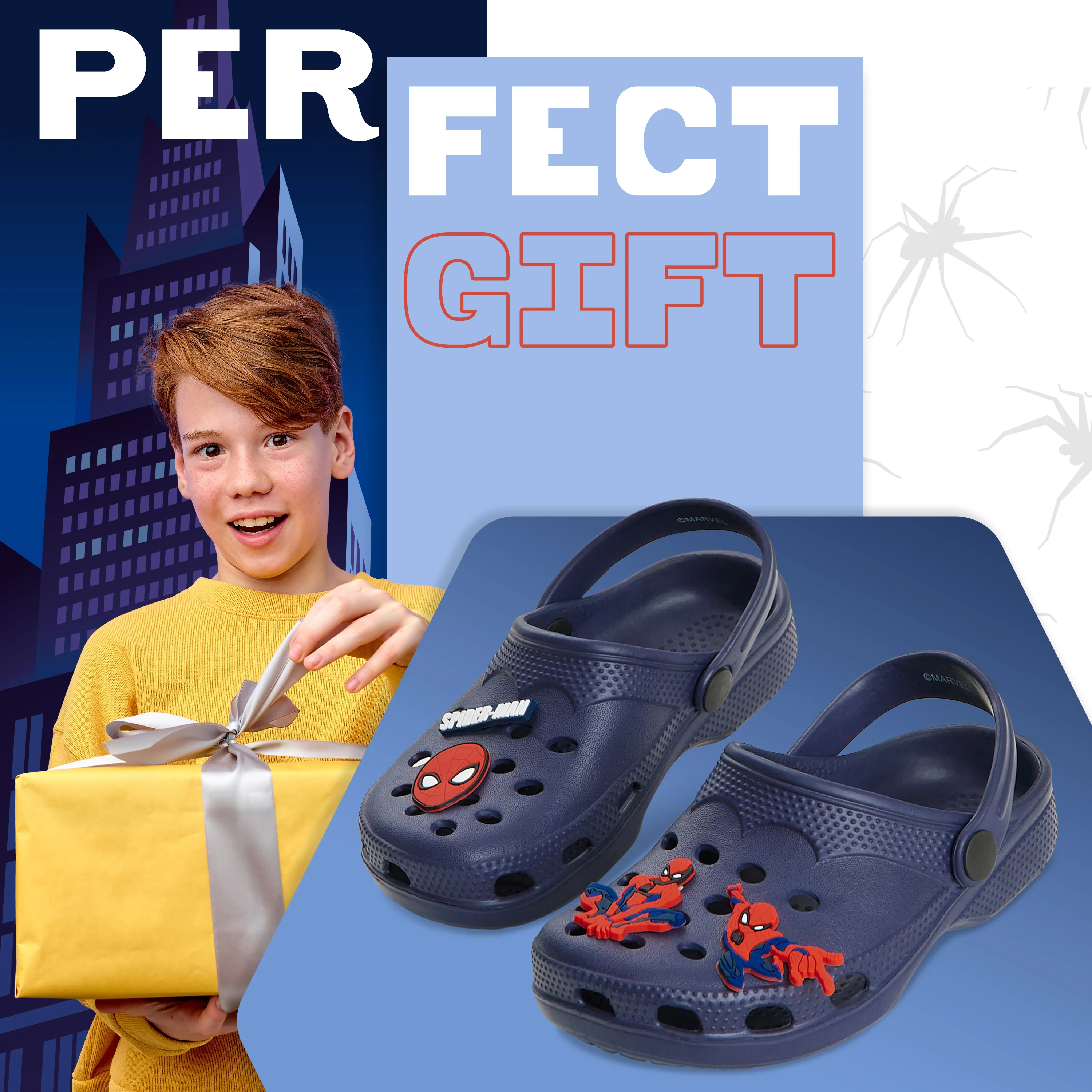 Marvel Boys Clogs with Removable Rubber Charms - Navy Spiderman - Image 3