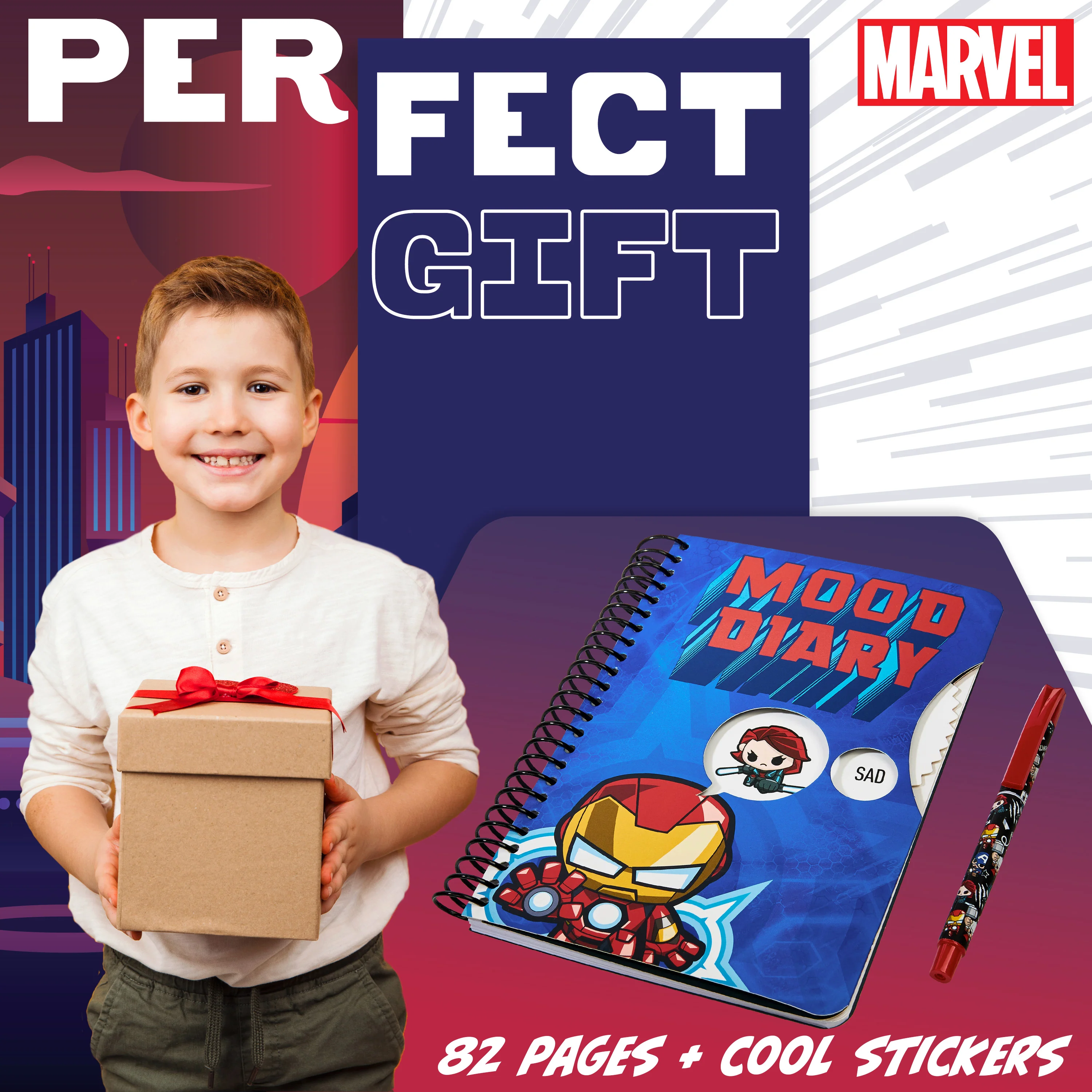 Marvel Kids Diary - Irron Man Mood Journal with Stickers and Pen - Image 3