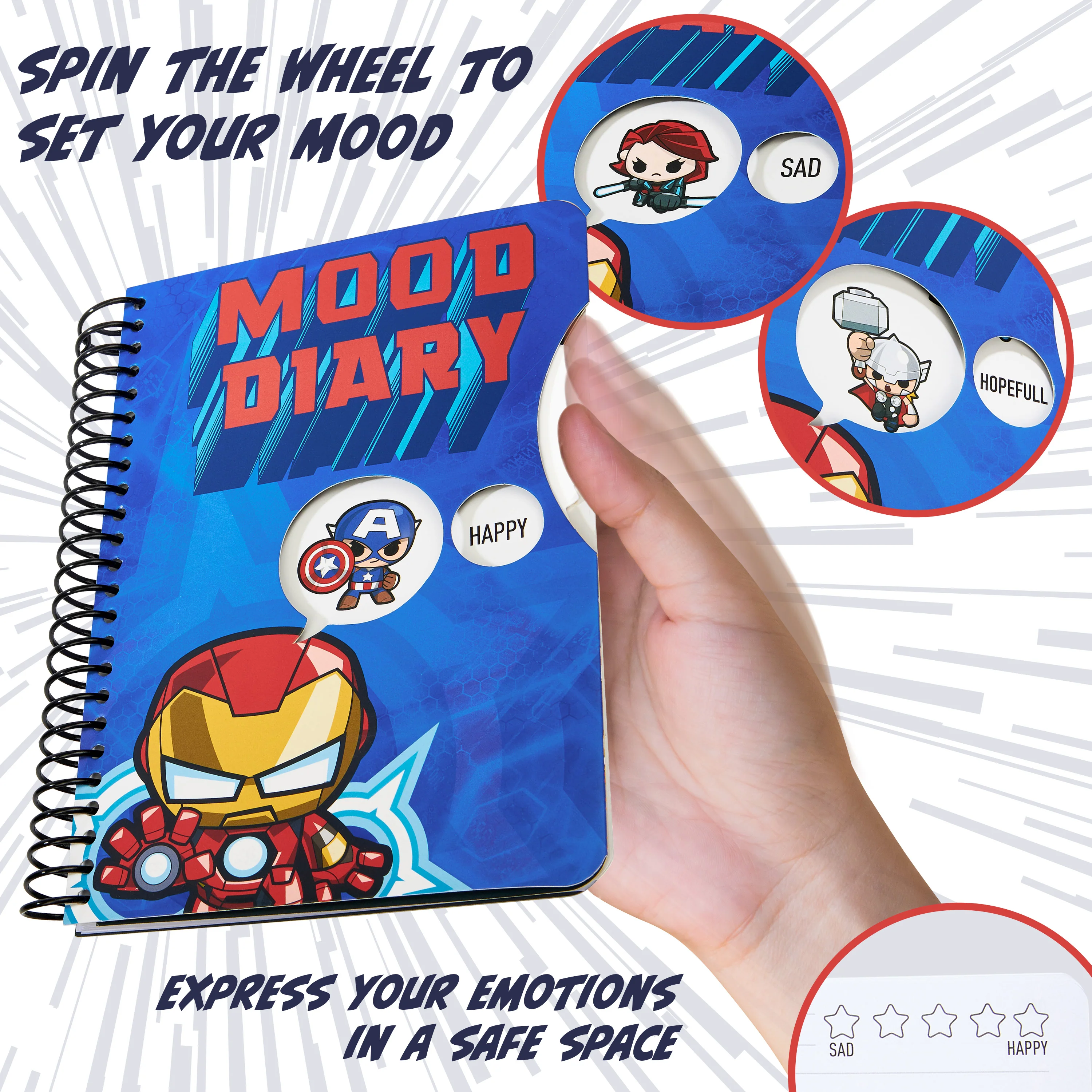 Marvel Kids Diary - Irron Man Mood Journal with Stickers and Pen - Image 4
