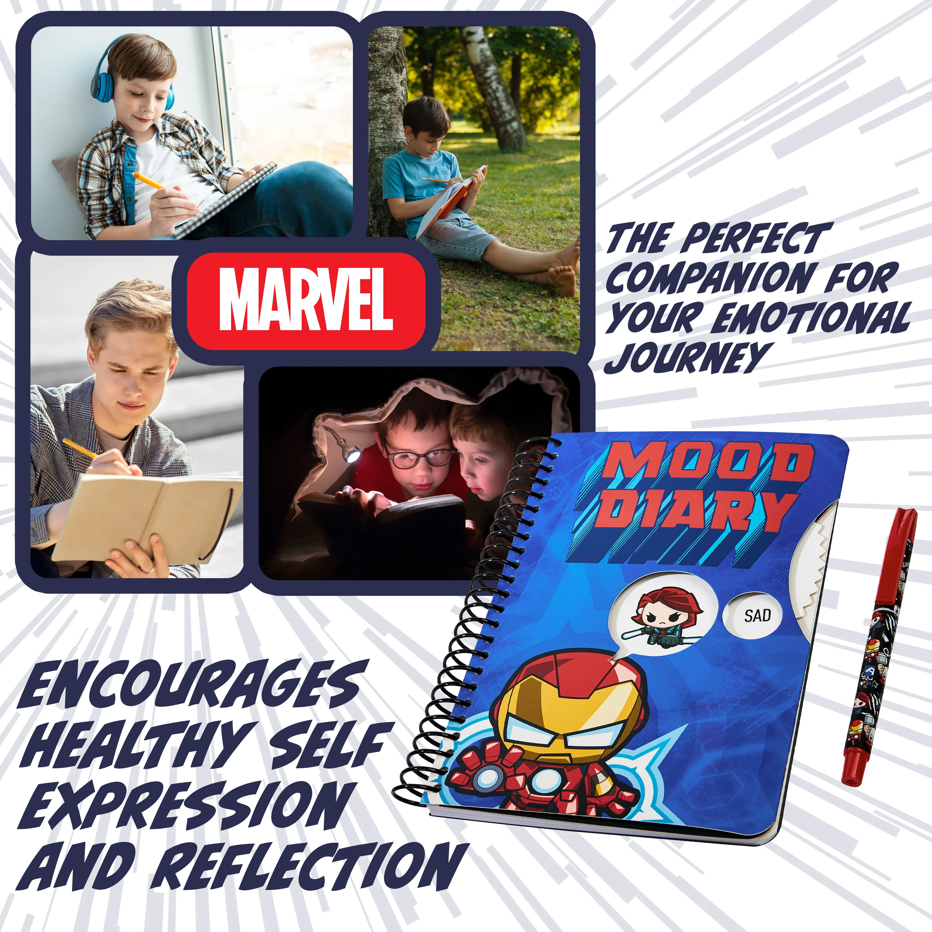 Marvel Kids Diary - Irron Man Mood Journal with Stickers and Pen - Image 5
