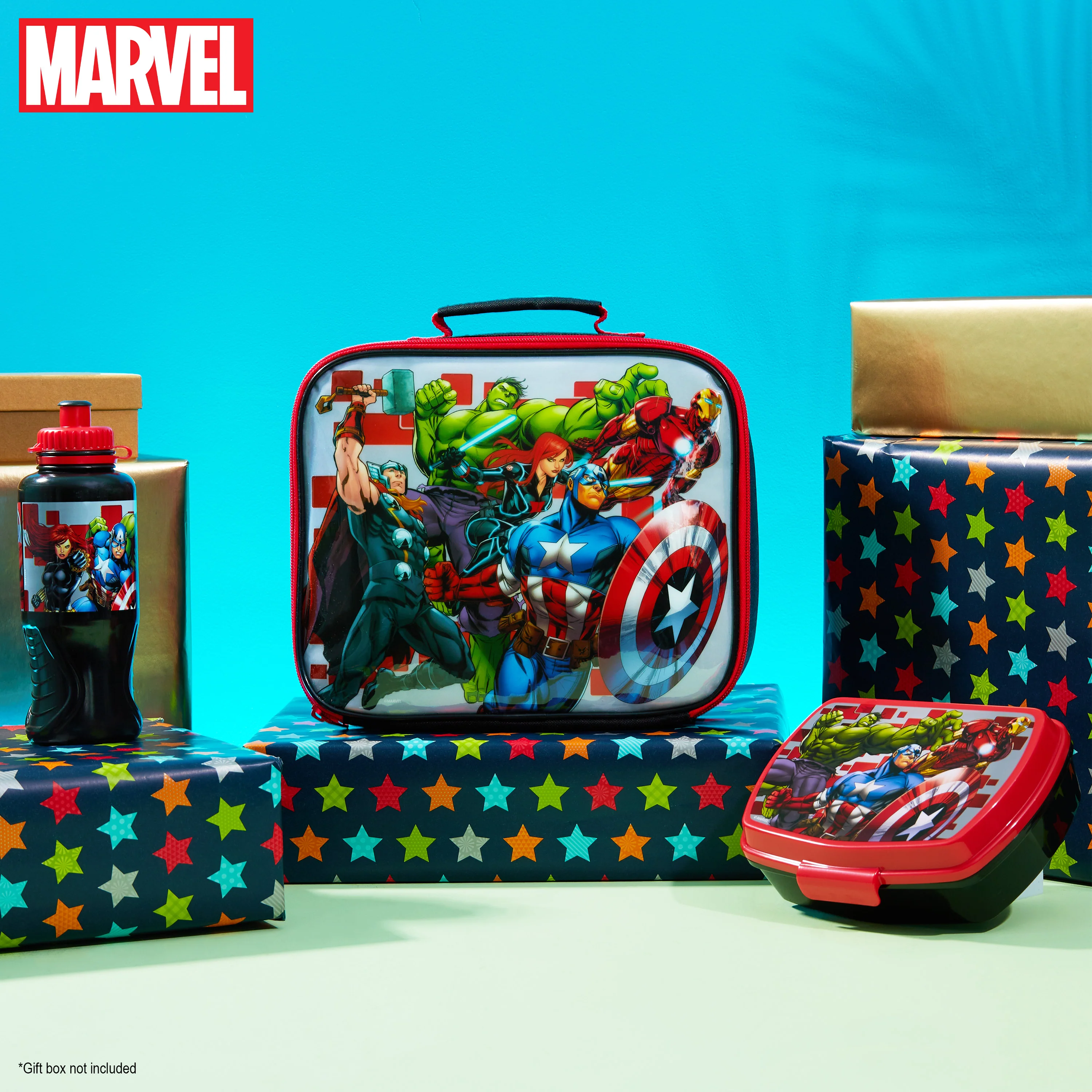 Marvel Kids Lunch Box 3 Piece Set Avengers Insulated Lunch Bag Snack Box 430ml - Image 2