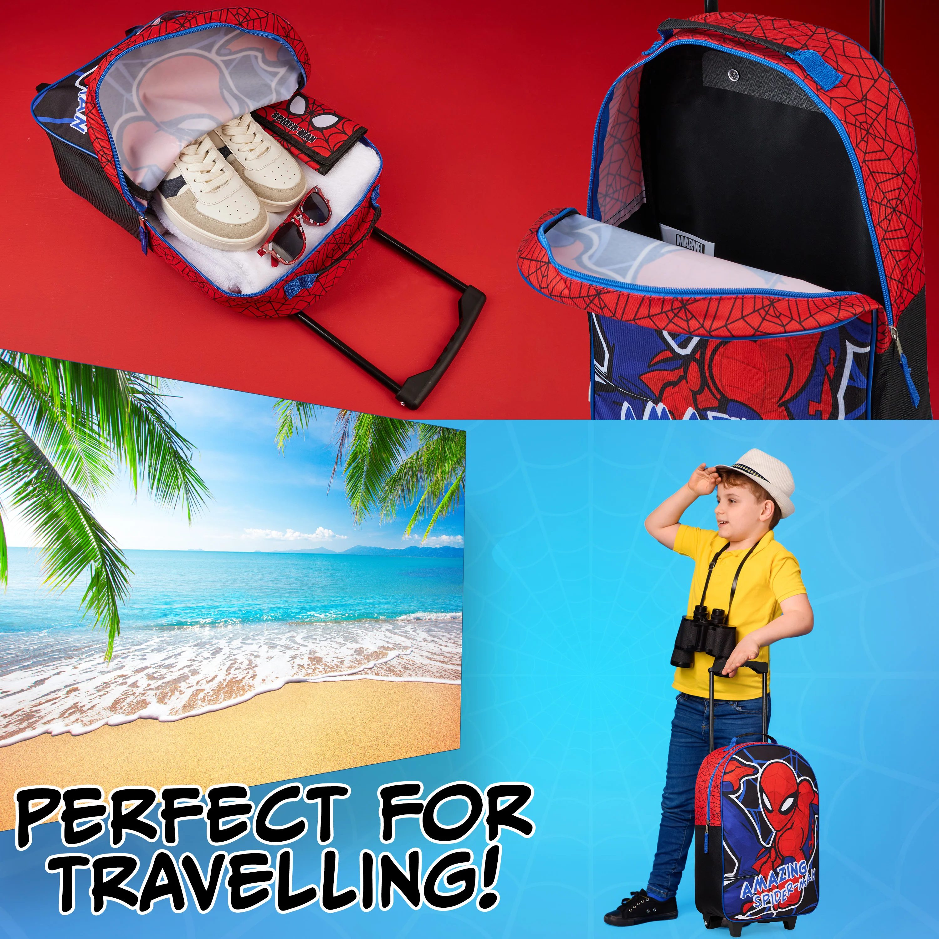 Marvel Kids Suitcase - Foldable Trolley Bag 47 x 30cm, 2 Wheels Extendable Handle - Image 4