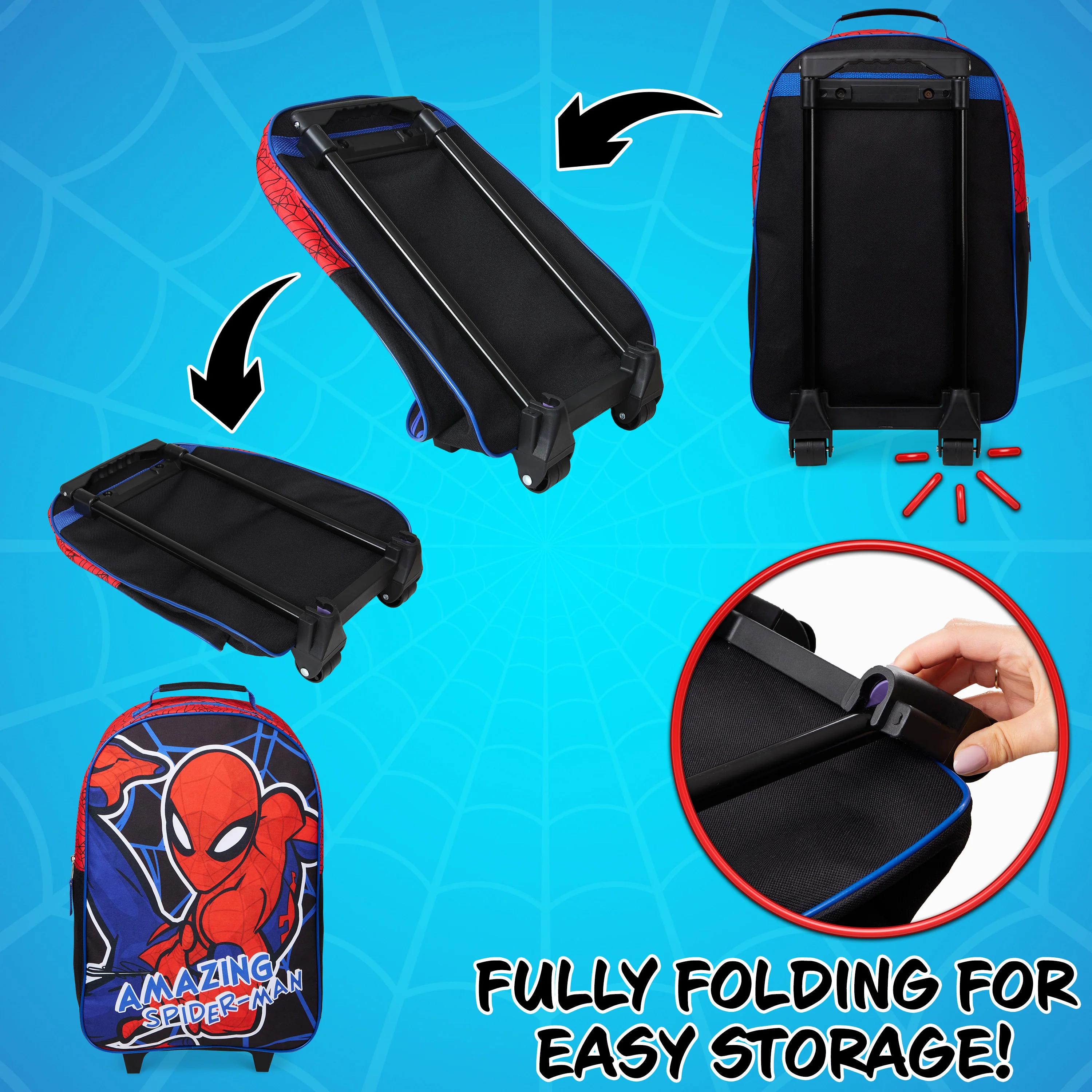 Marvel Kids Suitcase - Foldable Trolley Bag 47 x 30cm, 2 Wheels Extendable Handle - Image 5