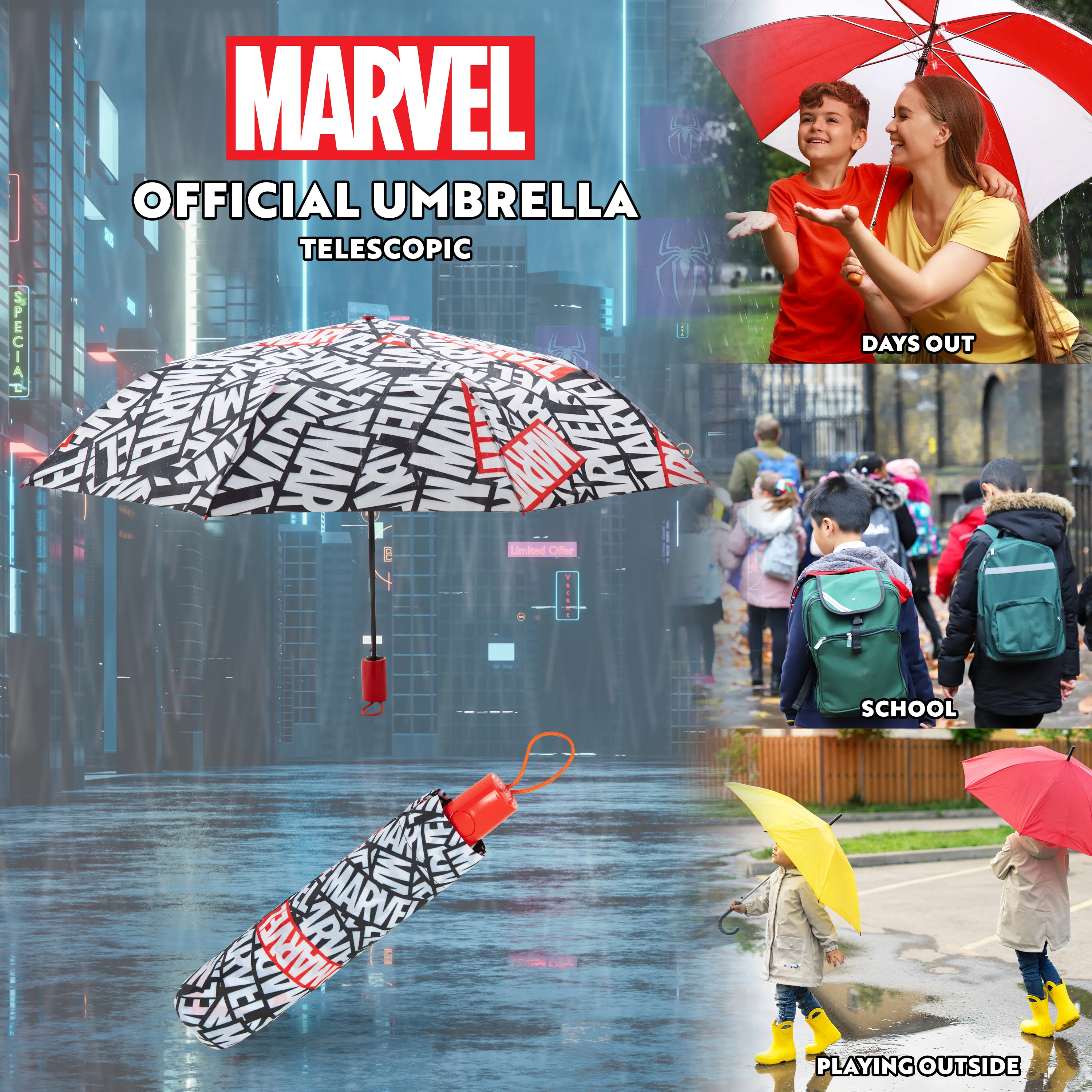 Marvel Kids Umbrella - Folding Telescopic Umbrella - Image 3