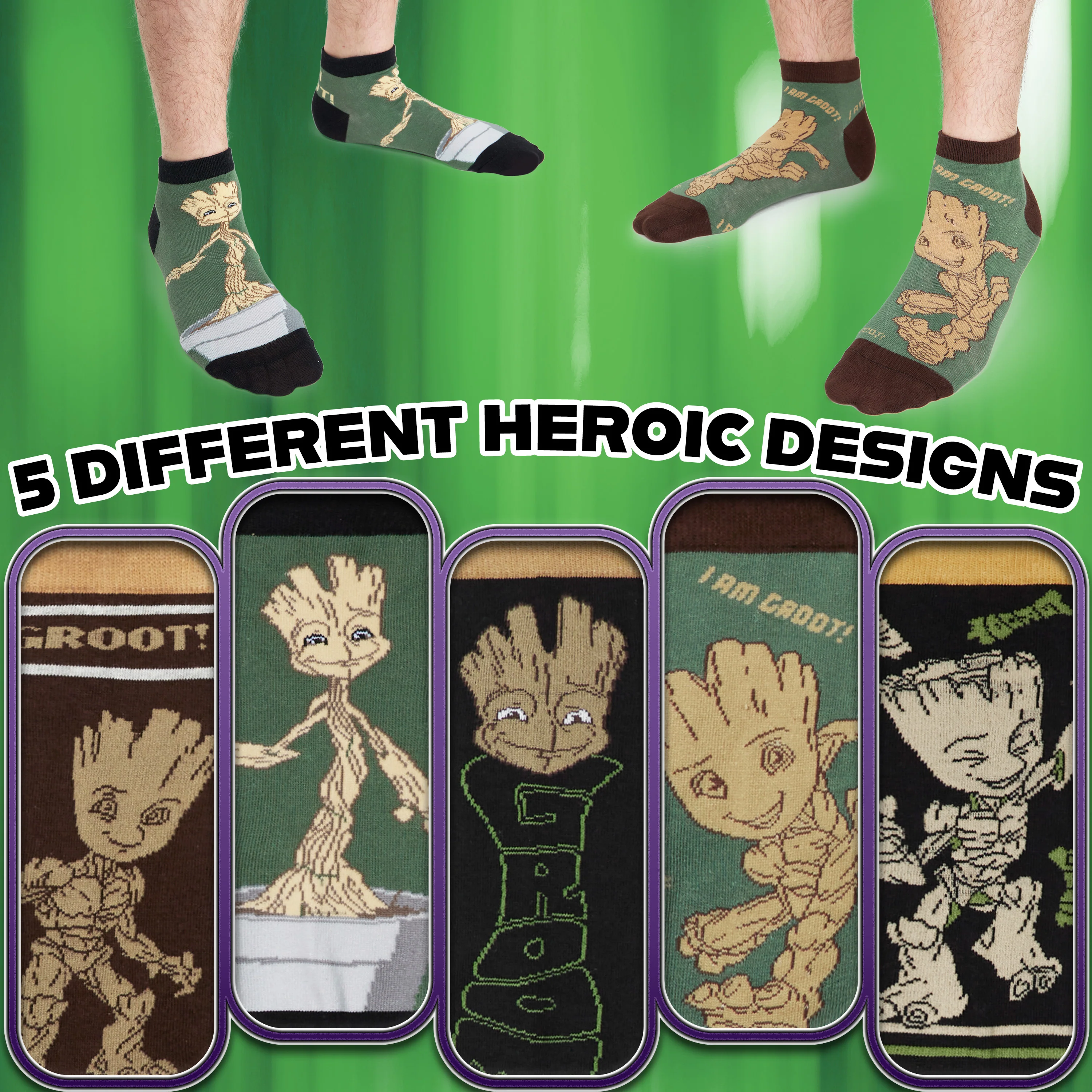 Marvel Mens Ankle Socks, Soft and Breathable Socks Pack of 5 - Gifts for Him - Image 5